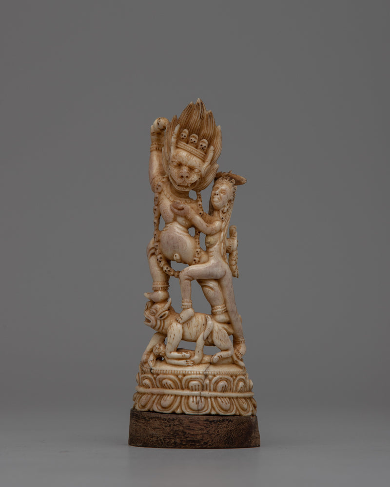 Six-Armed Mahakala Bone Stamp Statue | Symbol of Strength, Protection, and Spiritual Vigilance