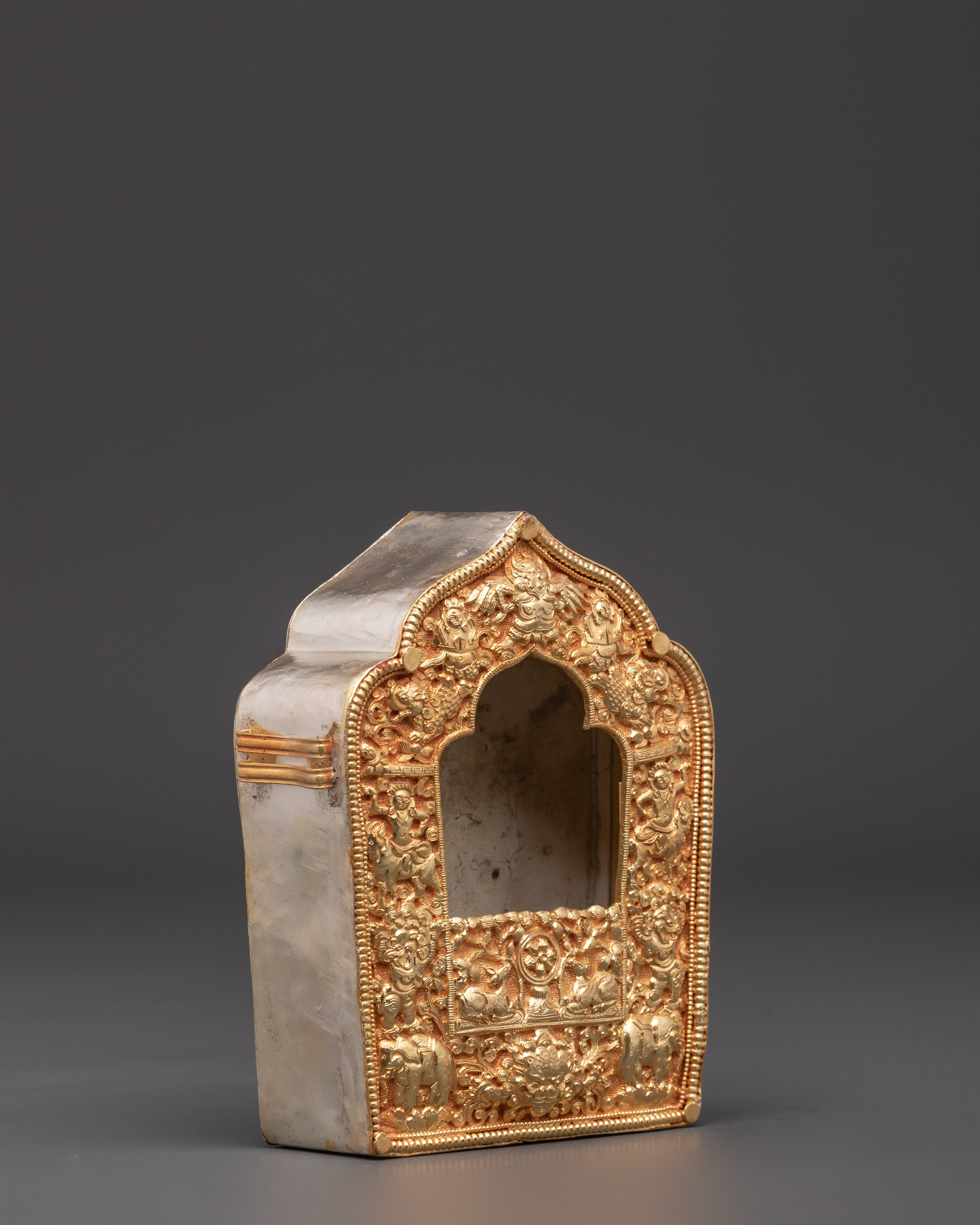 Handcrafted Sacred Traditional Tibetan Ghau Box | Copper & Gold Plated Ritual Box