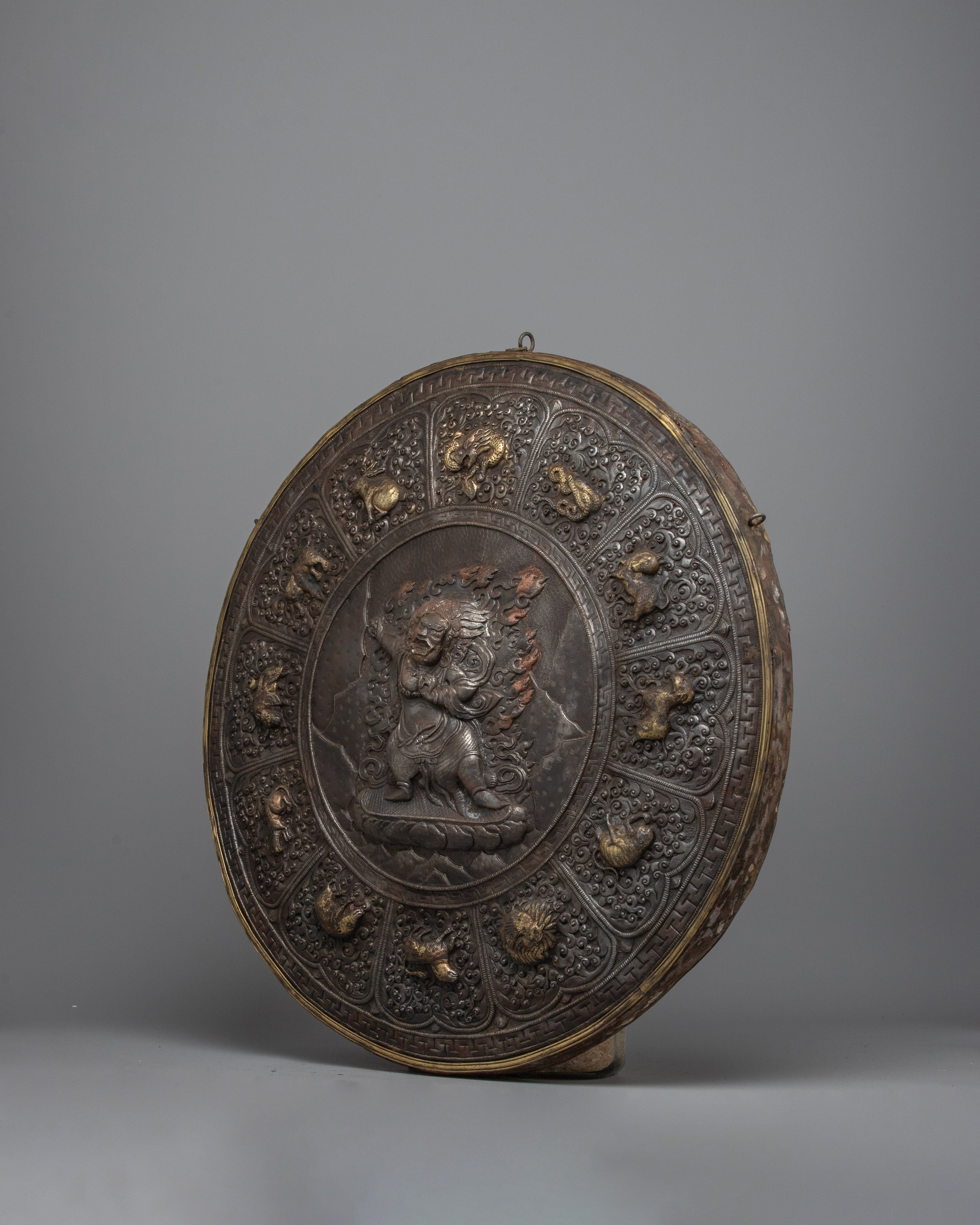 Large Metal Wall Hanging of Vajrapani | Tibetan Buddhist Protector Deity of Dharma & Devotees