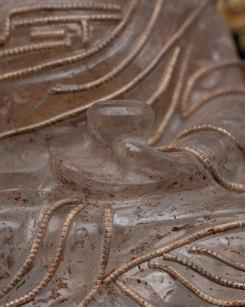 Crystal Buddha Shakyamuni Statue with Throne | Religious Sculpture for Home Decoration