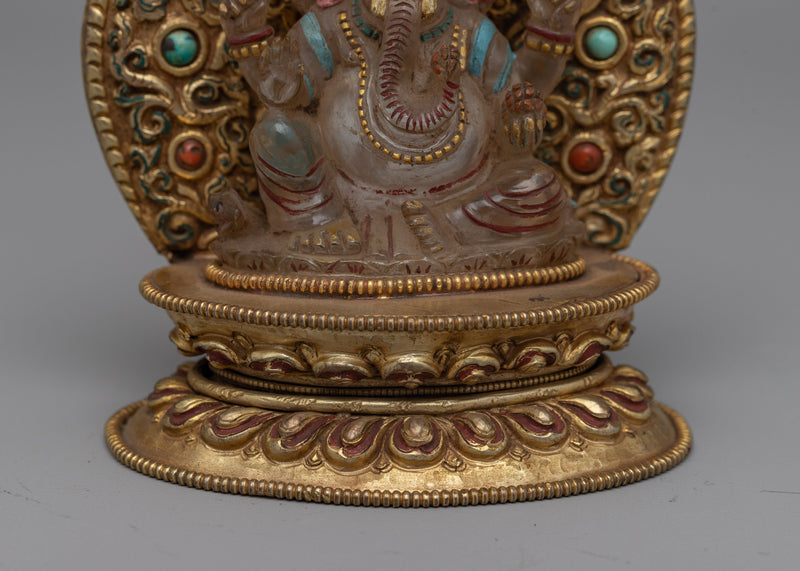 Crystal Ganesha Statue with Throne | Reflecting the Benevolent and Auspicious Presence of Lord Ganesha