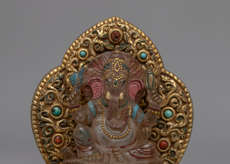 Crystal Ganesha Statue with Throne | Reflecting the Benevolent and Auspicious Presence of Lord Ganesha