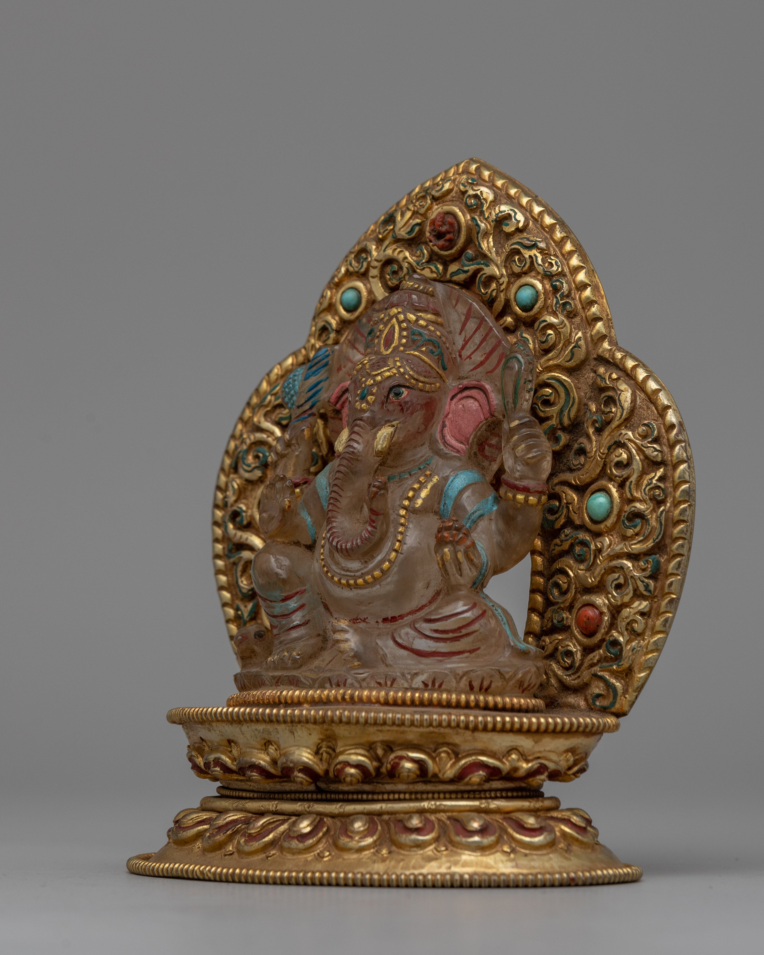 Crystal Ganesha Statue with Throne | Reflecting the Benevolent and Auspicious Presence of Lord Ganesha