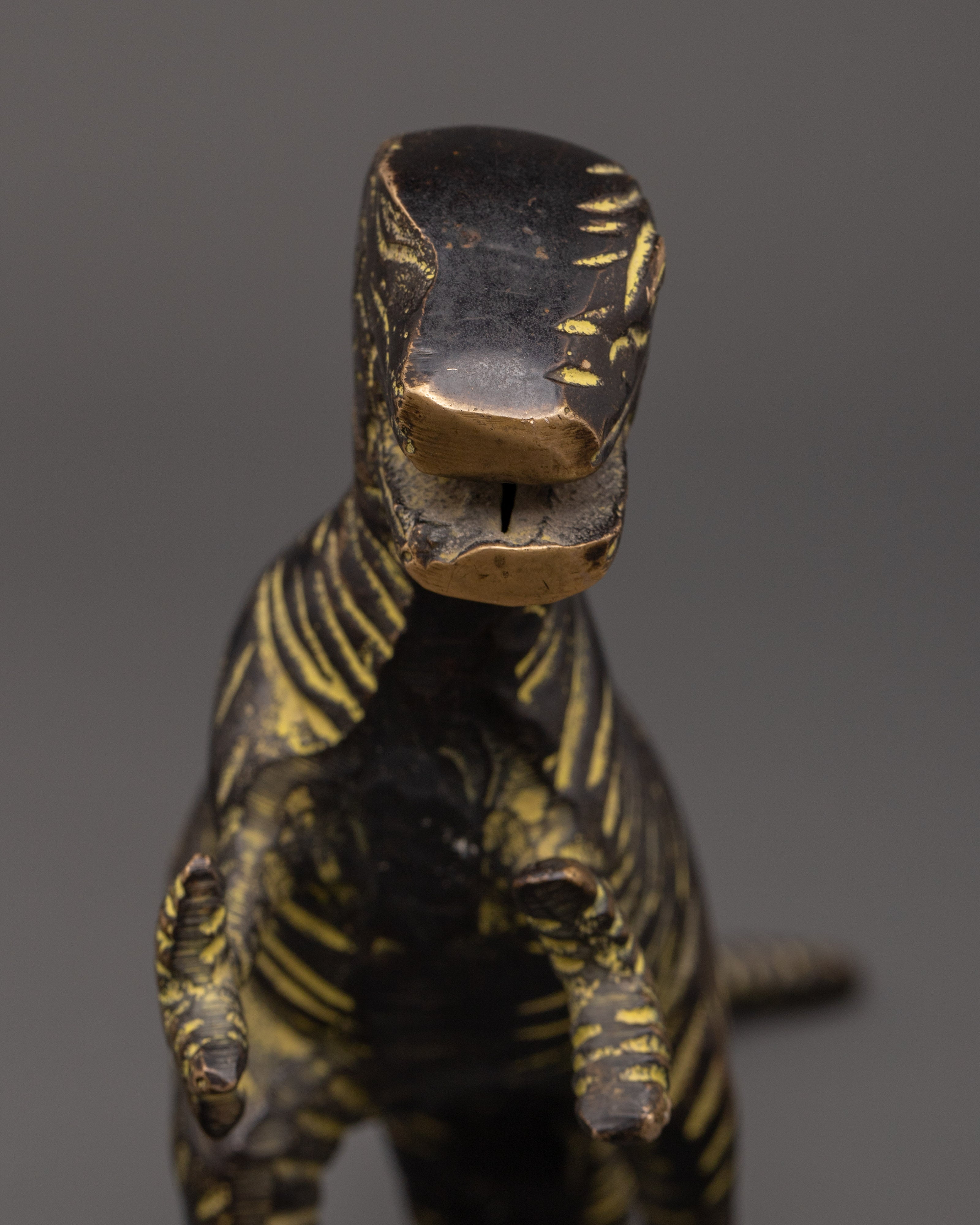 Brass Dinosaur Sculpture for Home Decor | Unique Statue for Kids Room or Office Desk