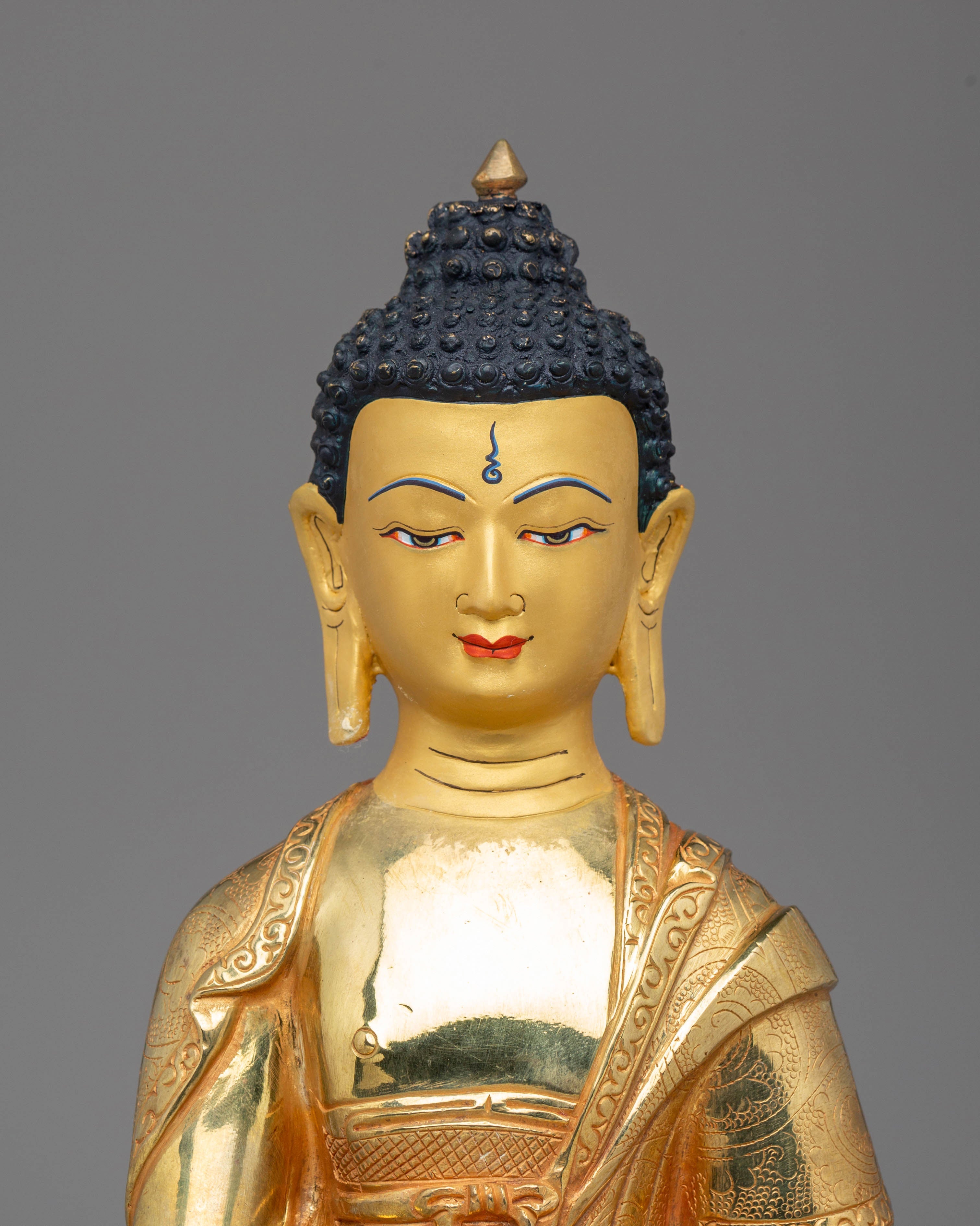 Handcrafted Golden Statue of Buddha Dharma Sangha | Tibetan Buddhism Artwork
