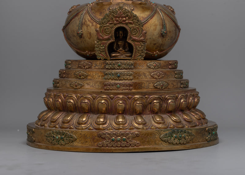 Buddhist Stupa Statue | Handcrafted Tibetan Symbol of Harmony and Wisdom