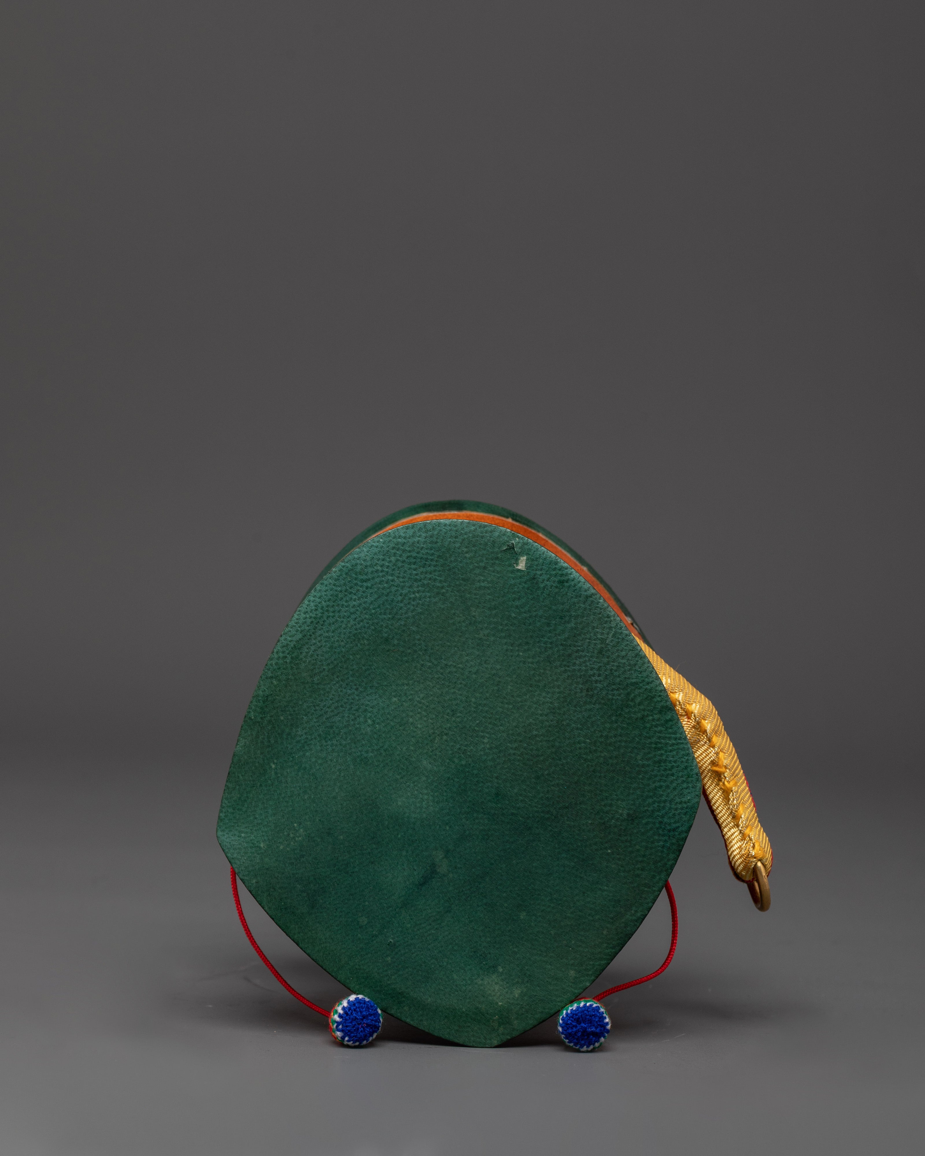 Tibetan Drum with Gold-Plated Copper | Tibetan Instrument for Sacred Rituals