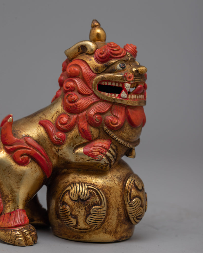 Foo Dog Lion Chinese Figurine | Handcrafted Sculptures for Strength and Courage