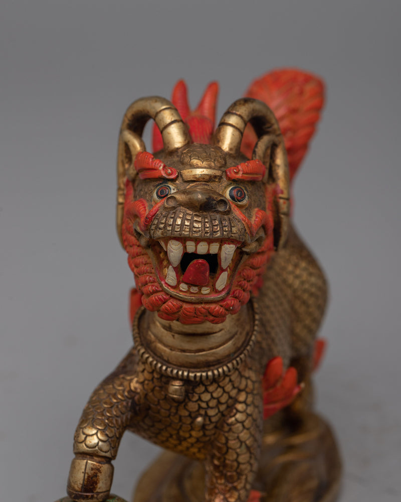 Foo Dog Lion Chinese Figurine | Handcrafted Sculptures for Strength and Courage