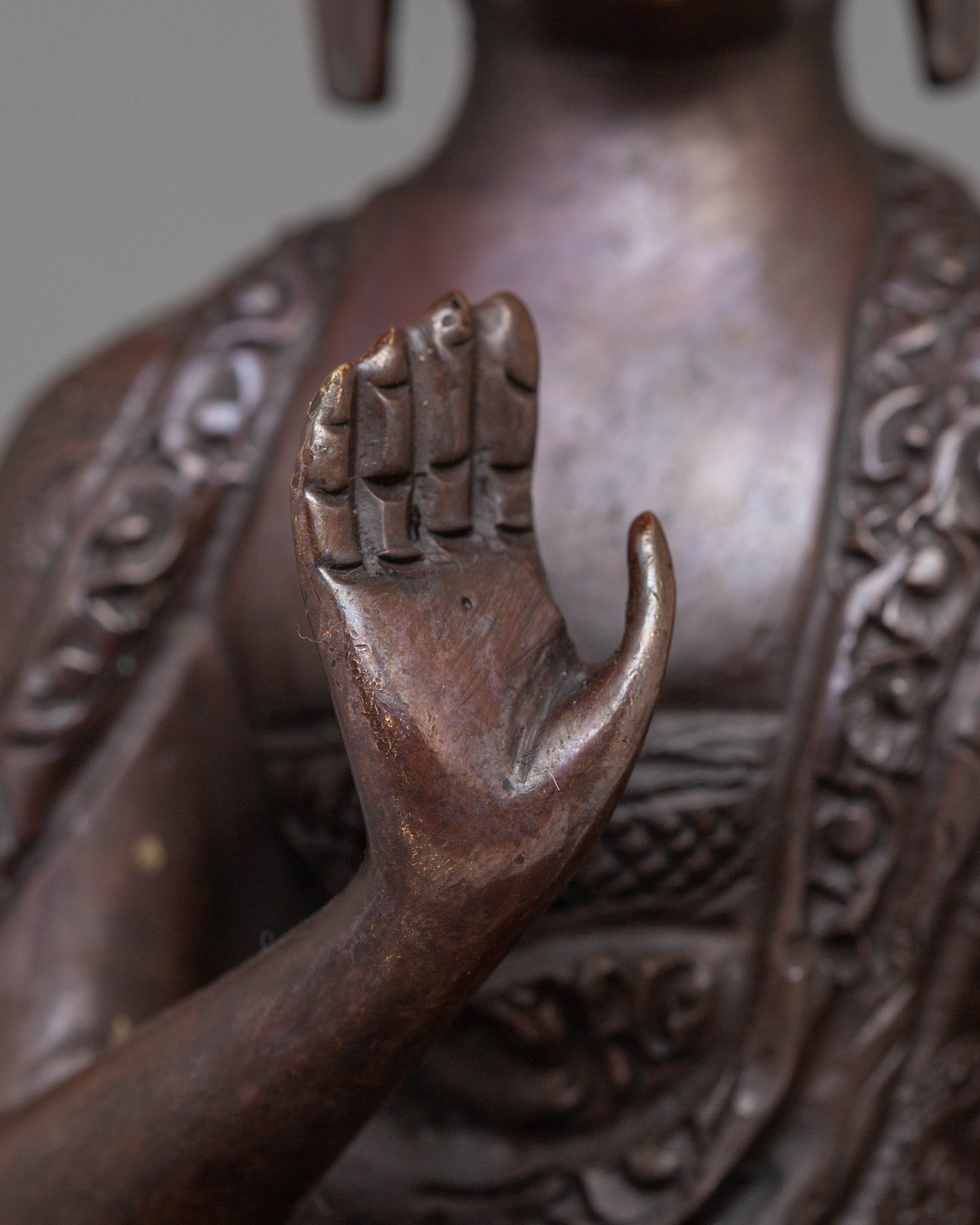 Sacred Amogasiddhi Buddha Altar Statue | Tibetan Buddhist Sculpture