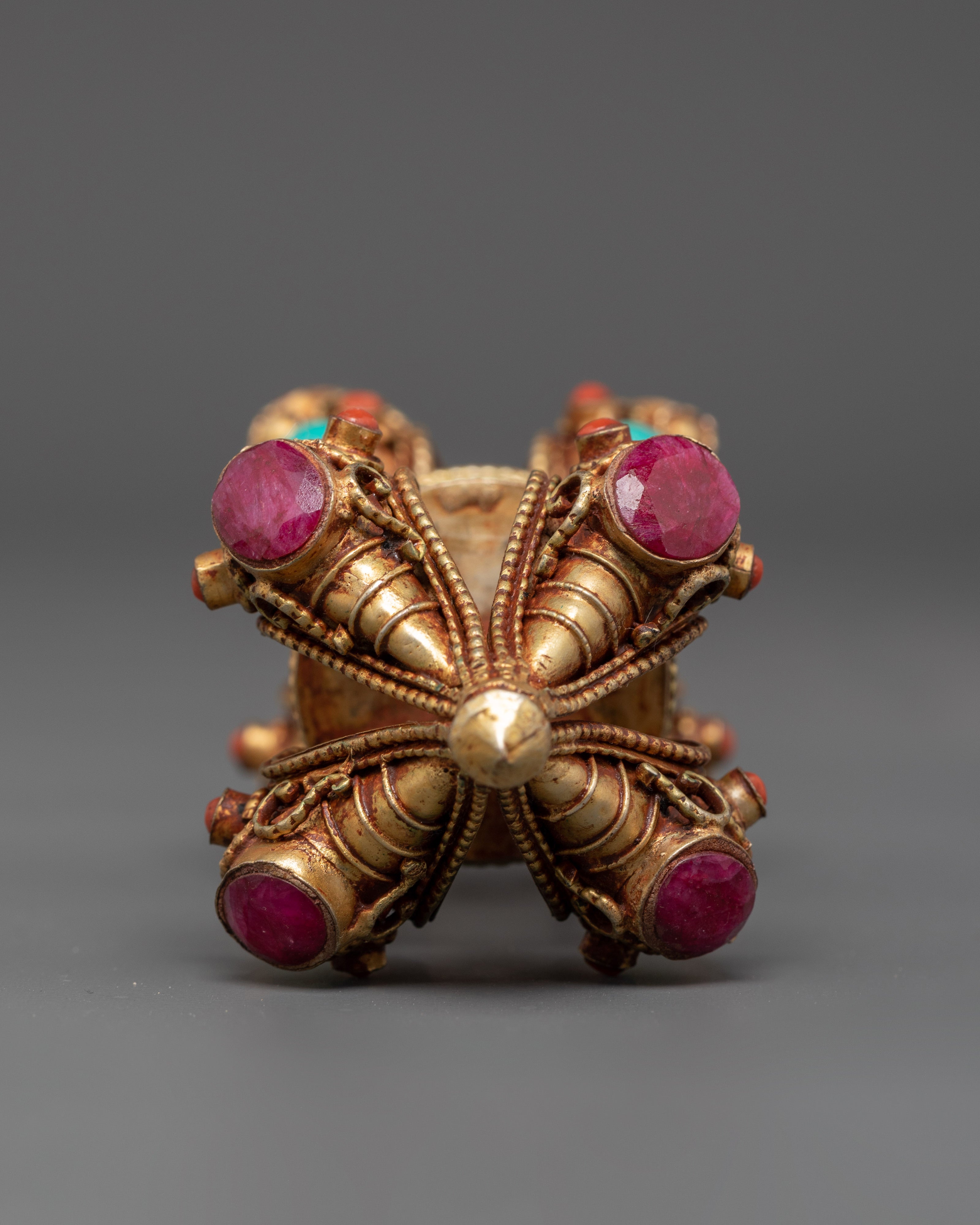 Sacred Tibetan Vajra Ritual Tool | Handcrafted Vajra with Gemstone Inlay