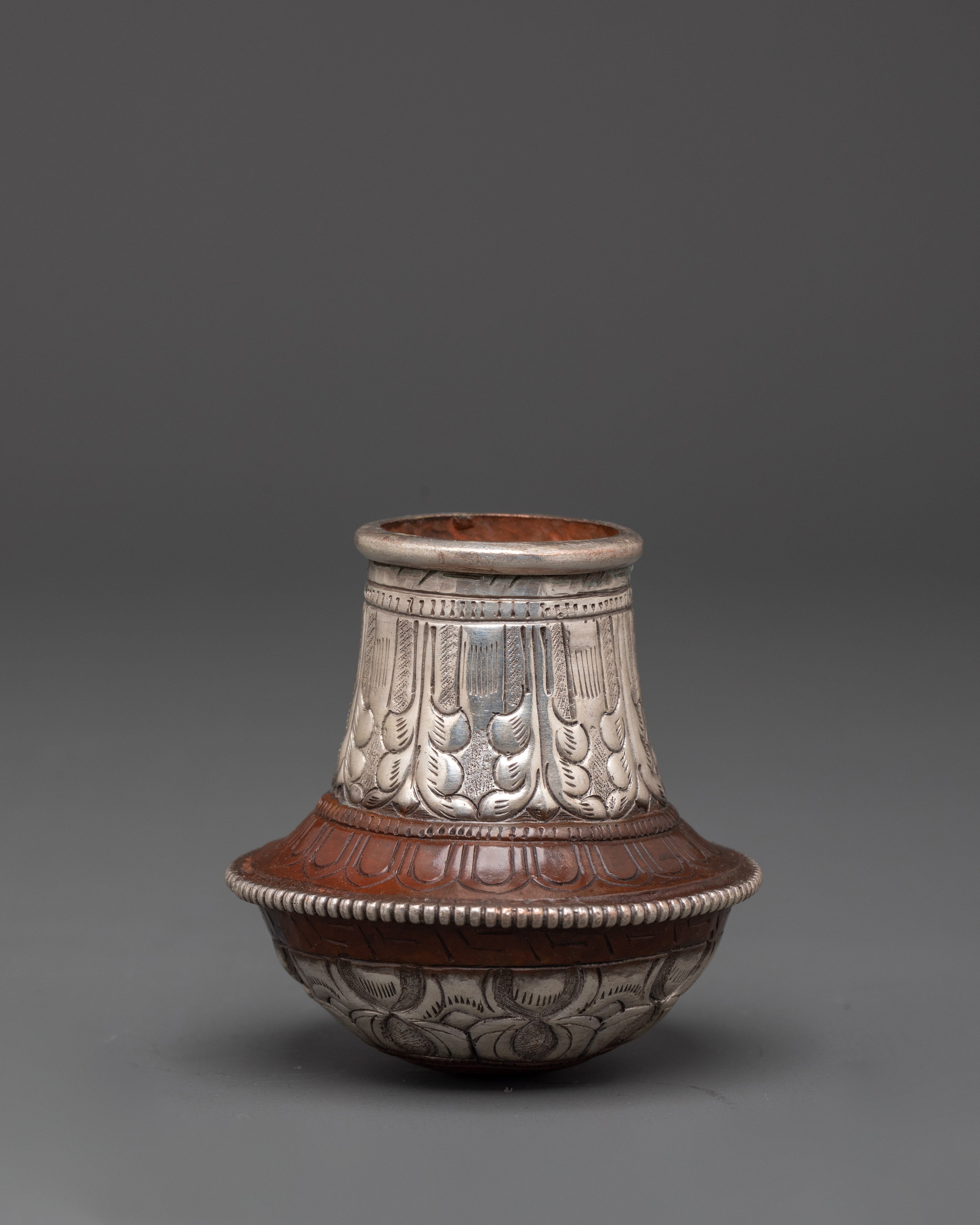 Traditional Brocade Stick Cap | Copper Body with Silver Plated Detailing