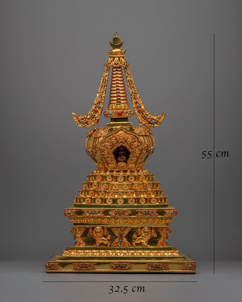 Handmade Chorten Tibetan Stupa | Handcrafted Buddhist Monument for Enlightenment and Sacred Decor