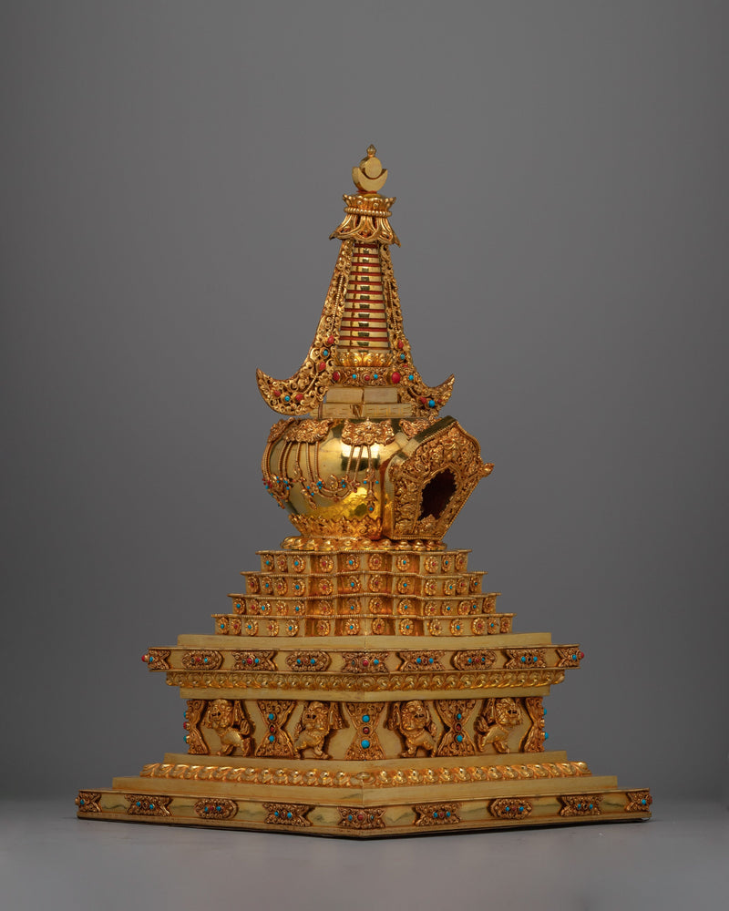 Handmade Chorten Tibetan Stupa | Handcrafted Buddhist Monument for Enlightenment and Sacred Decor