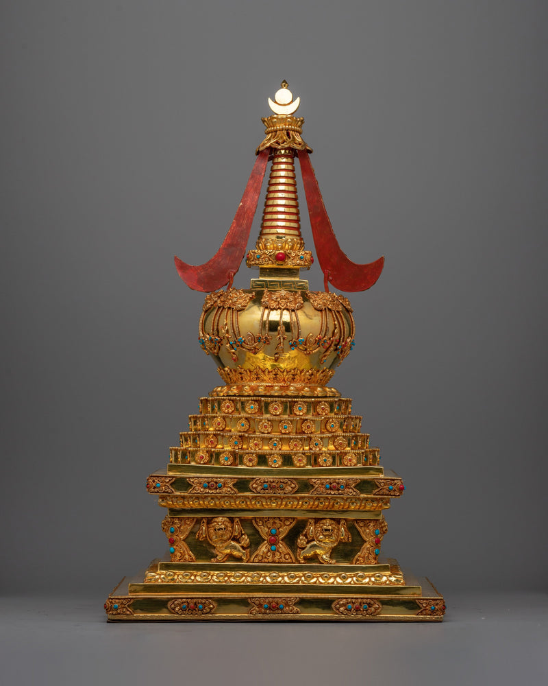 Handmade Chorten Tibetan Stupa | Handcrafted Buddhist Monument for Enlightenment and Sacred Decor