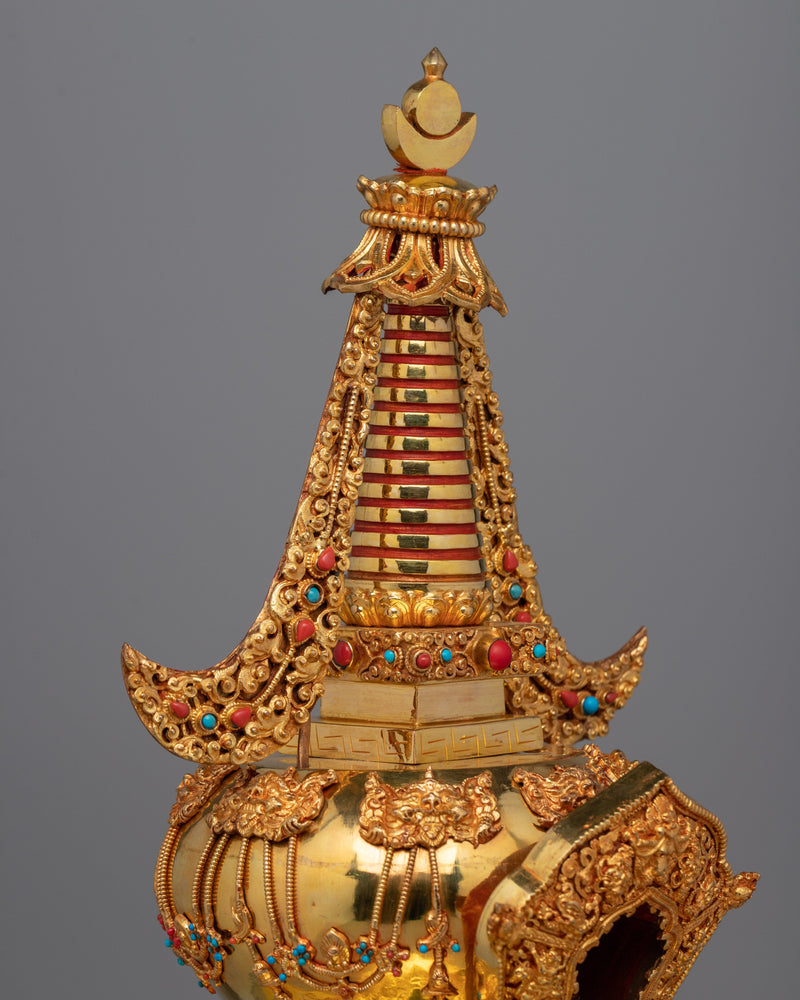 Handmade Chorten Tibetan Stupa | Handcrafted Buddhist Monument for Enlightenment and Sacred Decor