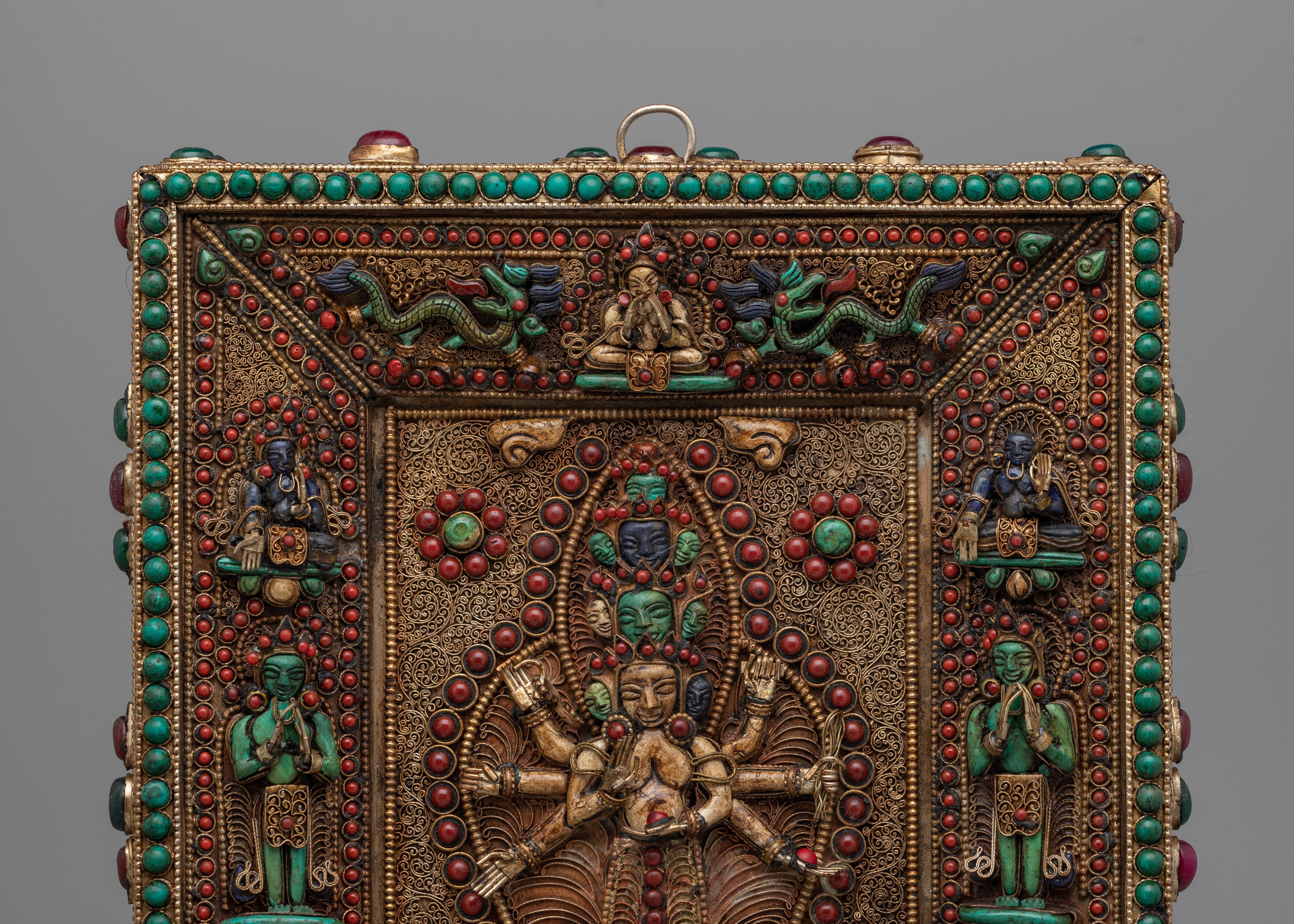 Bodhisattva Chenresig Walll Hanging Thangka | Copper Wall Hanging for Spiritual Harmony