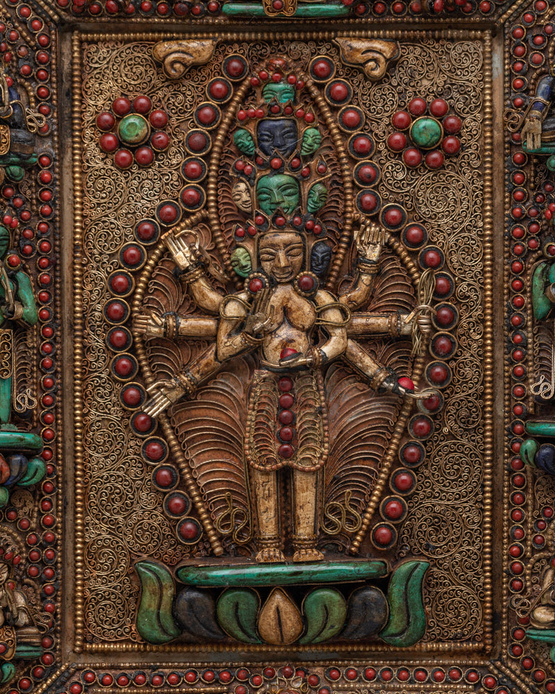 Bodhisattva Chenresig Walll Hanging Thangka | Copper Wall Hanging for Spiritual Harmony