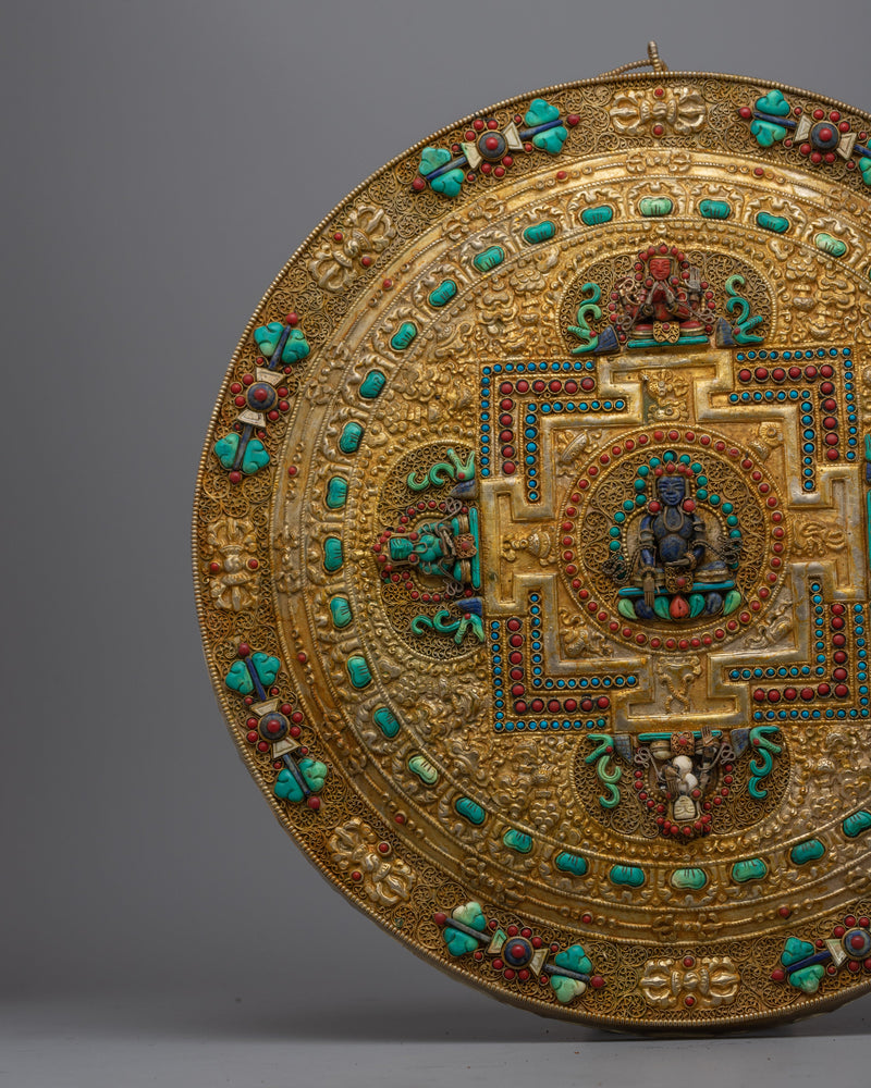 Mandala Wall Hanging Metal Thangka  | A Divine Fusion of Art and Spirituality