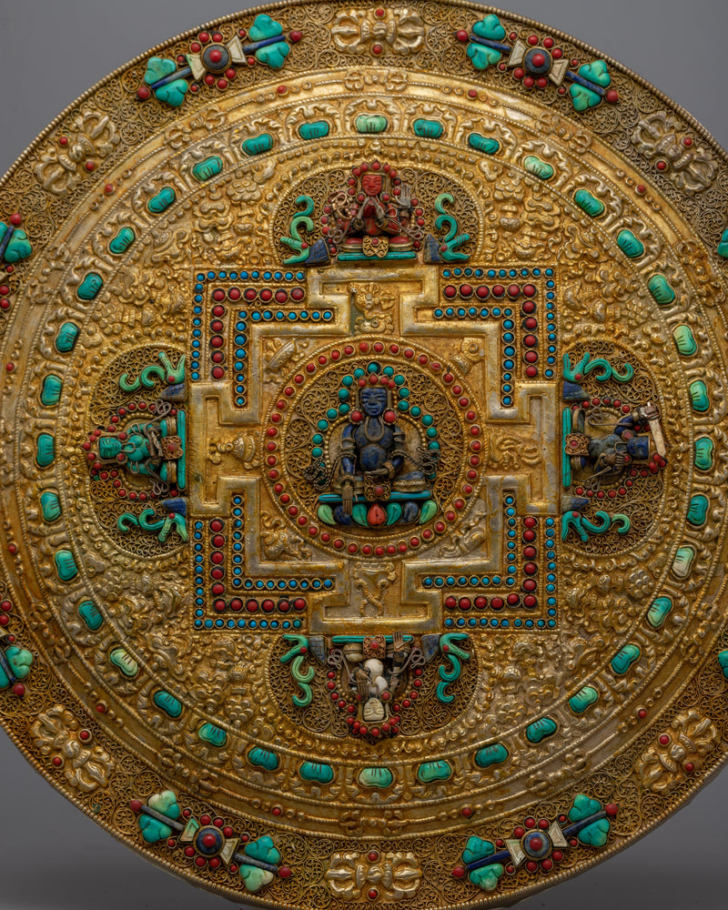 Mandala Wall Hanging Metal Thangka  | A Divine Fusion of Art and Spirituality