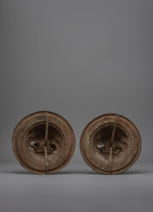 Pair of Buddhist Lion Head Door Knockers | Exquisite Repousse Work on Copper Body
