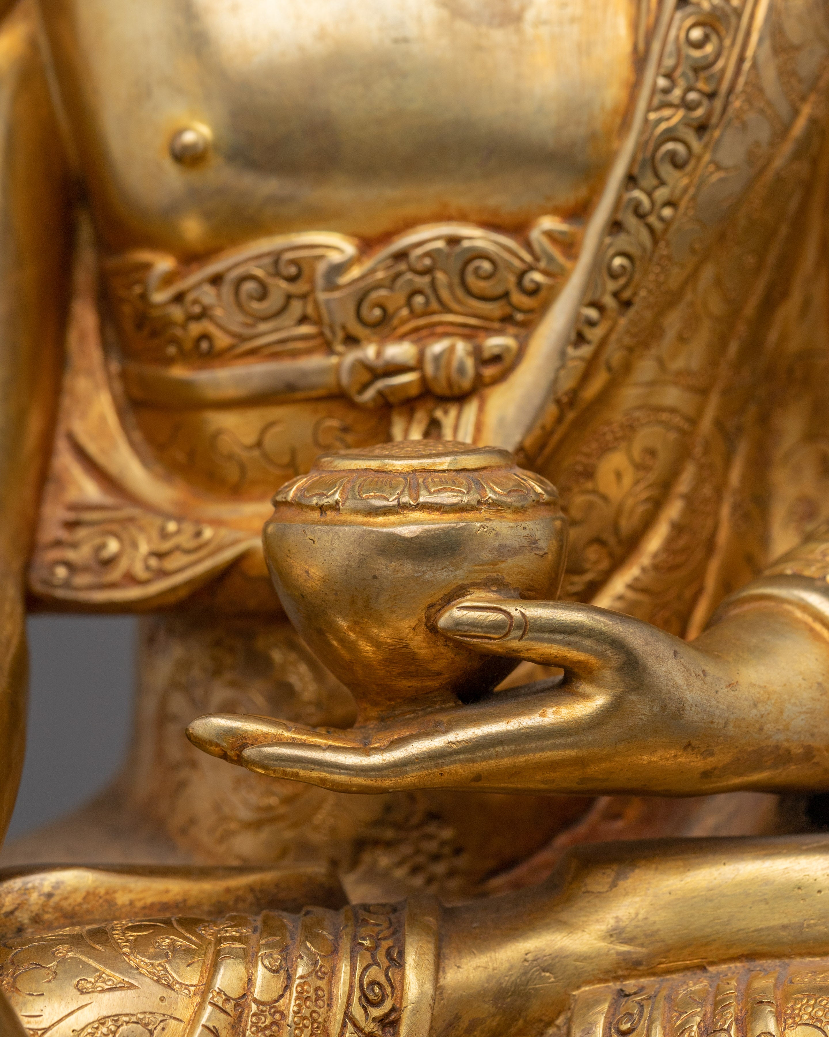 Copper Shakyamuni Buddha in Bhumisparsha Murda | Fire Gold Plated