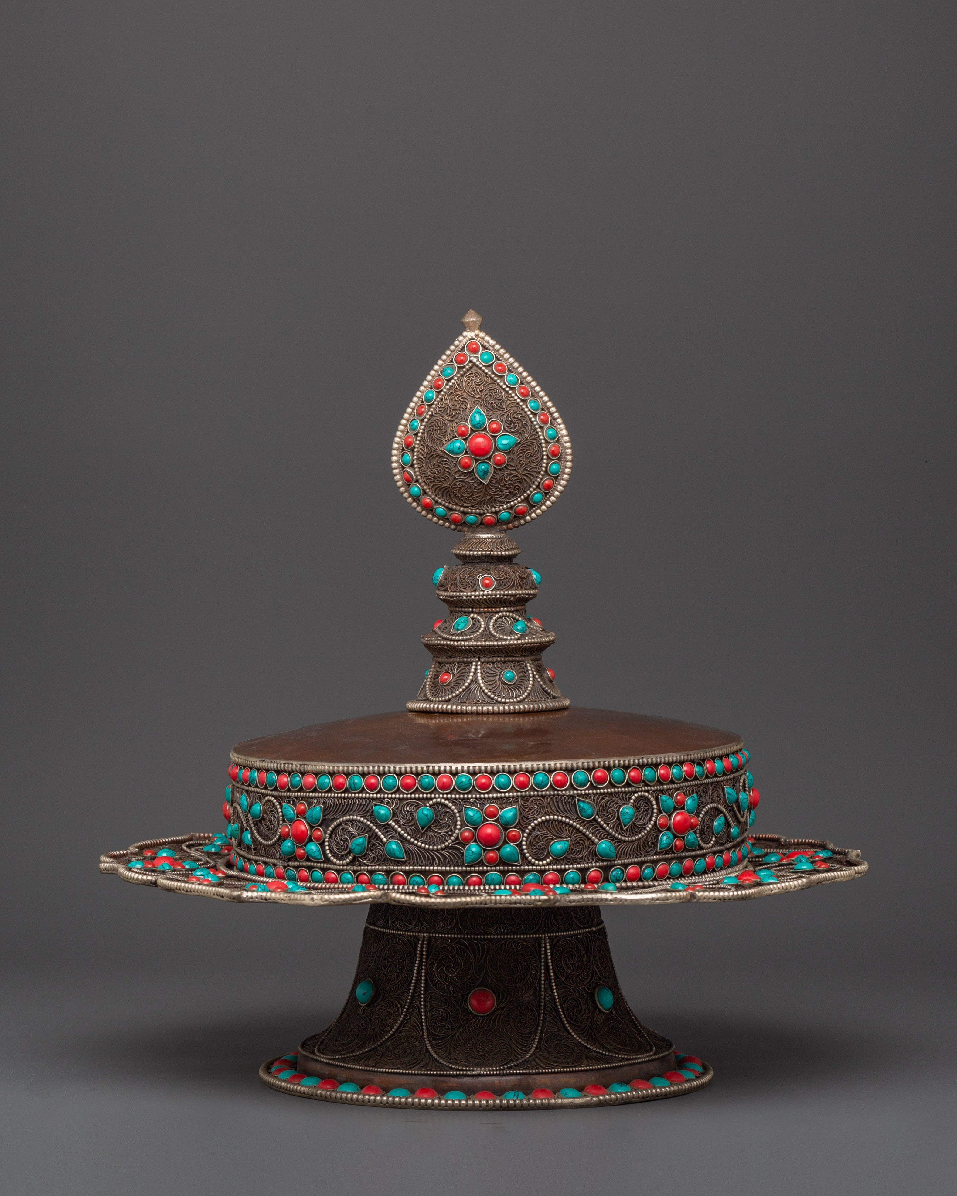 Tibetan Mandala Offering Set with Coral | Buddhist Ritual & Altar Offerings