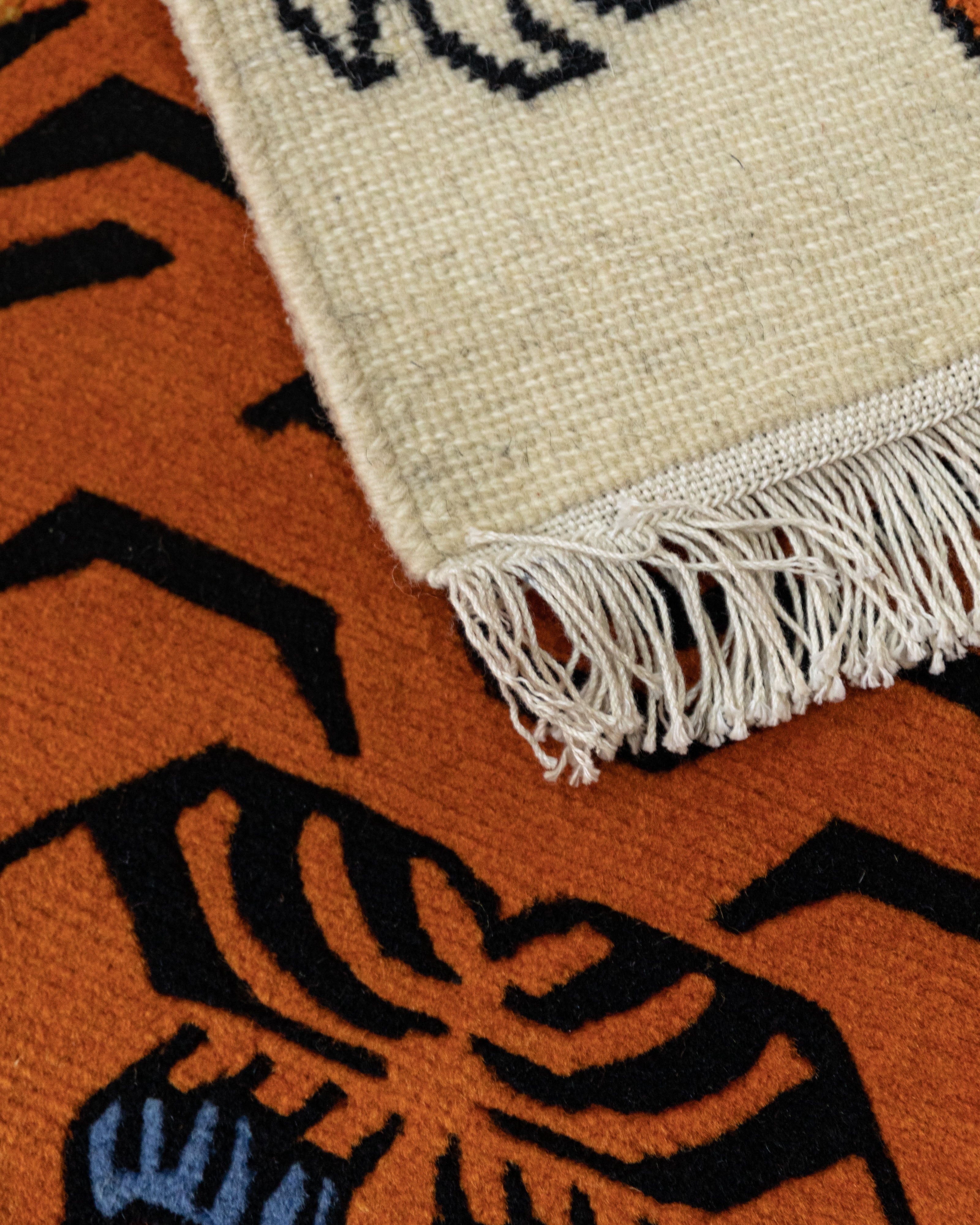 Woolen Tiger Rug | Hand-Knotted Wool Carpet