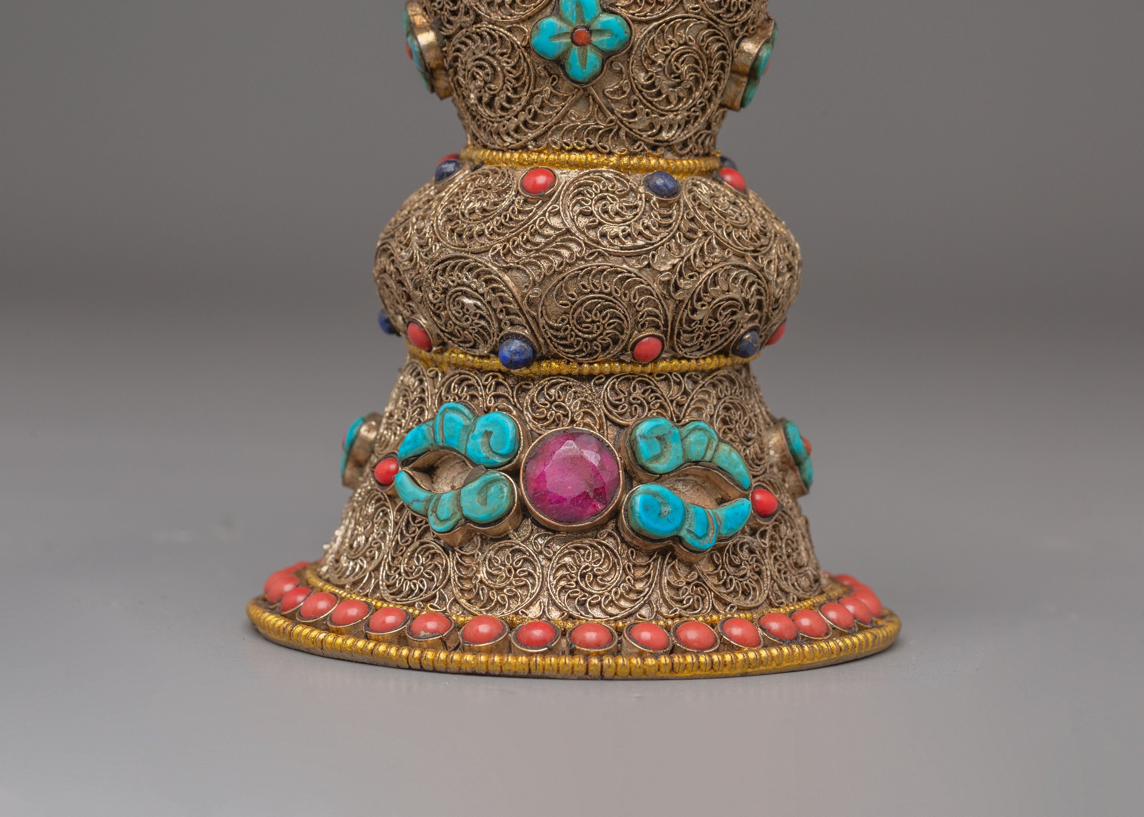 Copper Stamp for Decor | Tibetan Art with Coral and Turquoise