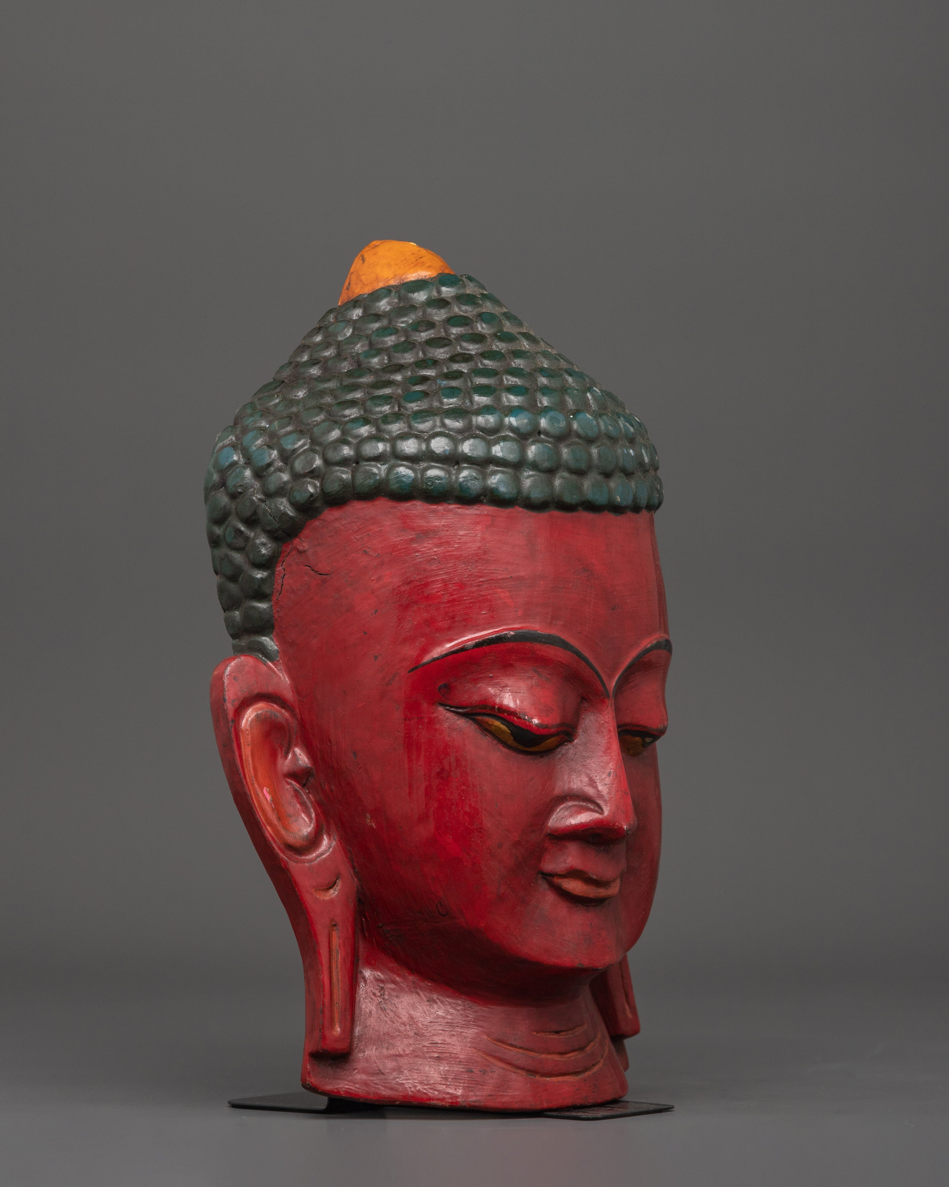 Buddha Red Wooden Wall Hanging Mask | Symbol of Serenity and Enlightenment