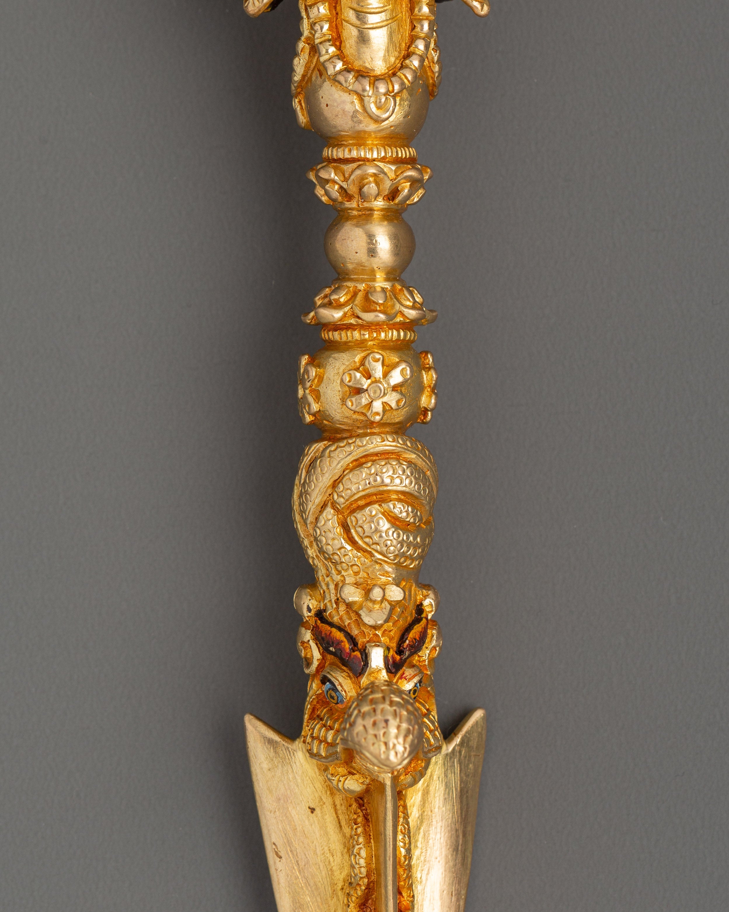 Gold-Plated Tibetan Phurba Dagger  in copper | Sacred Ritual Tool of Transformation