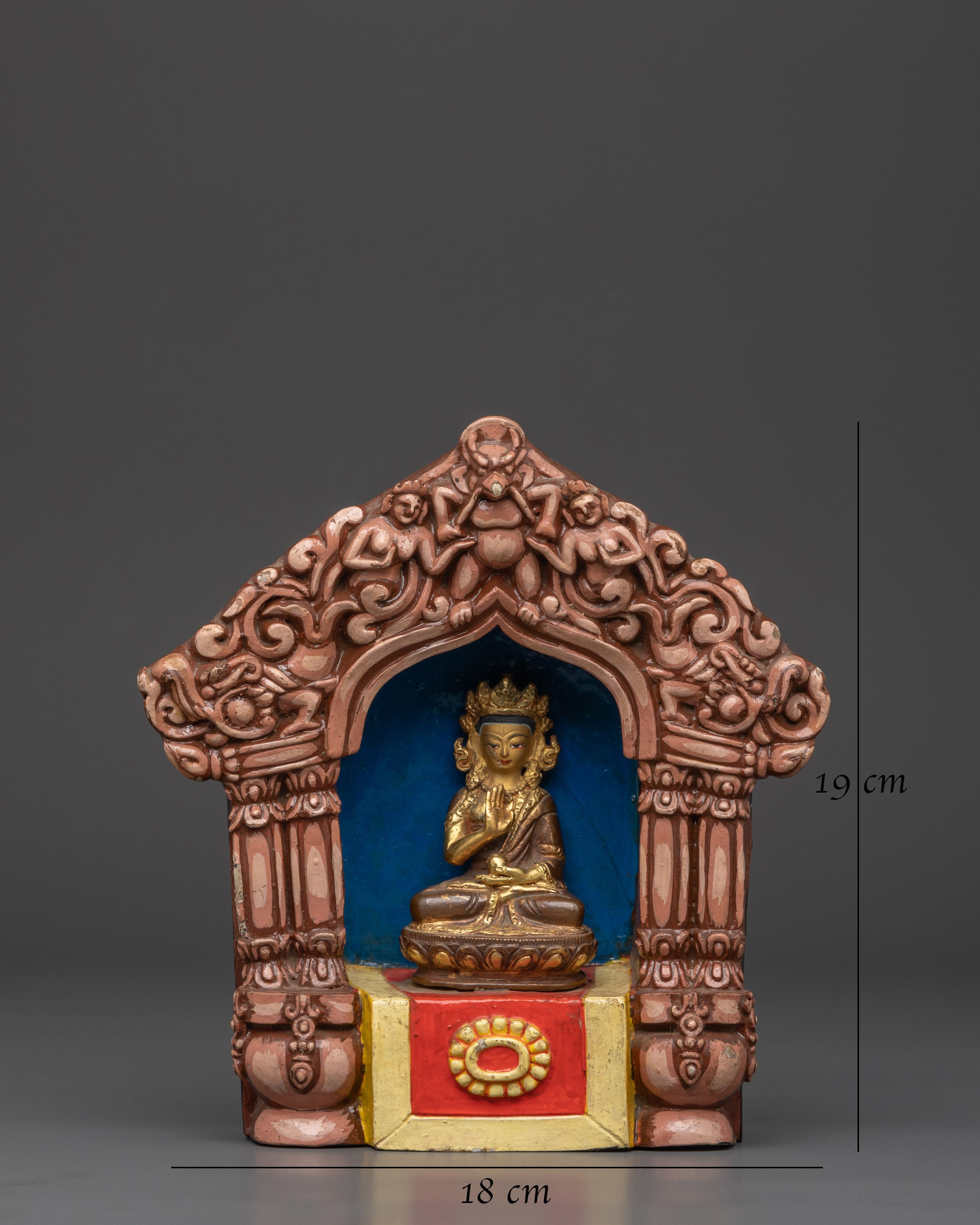 Handcrafted Altar Box with Buddha Statue | Wooden Meditation Shrine, Spiritual Decor