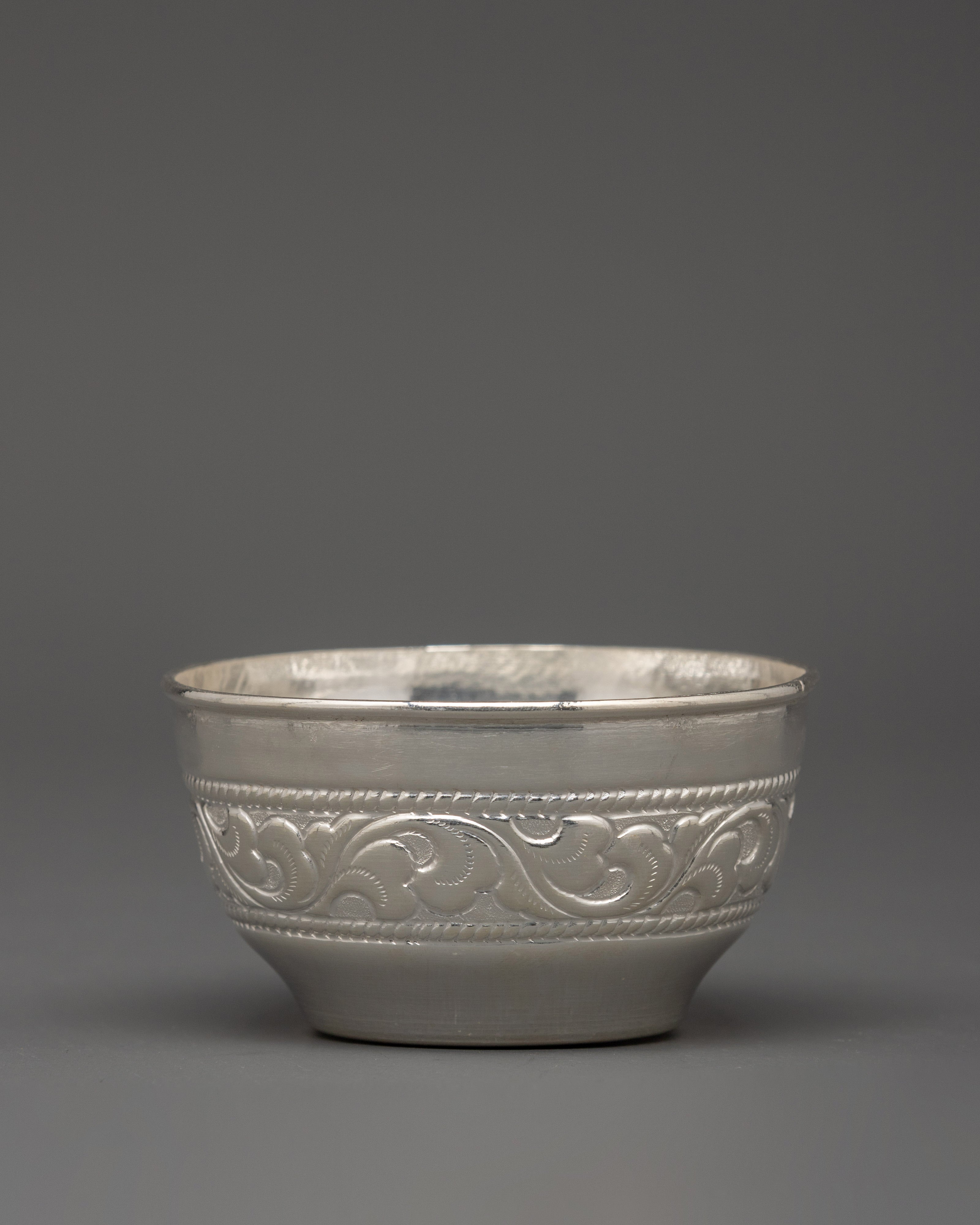 Handcrafted Pure Silver Water Offering Bowl Set | Ritual & Meditation Decor