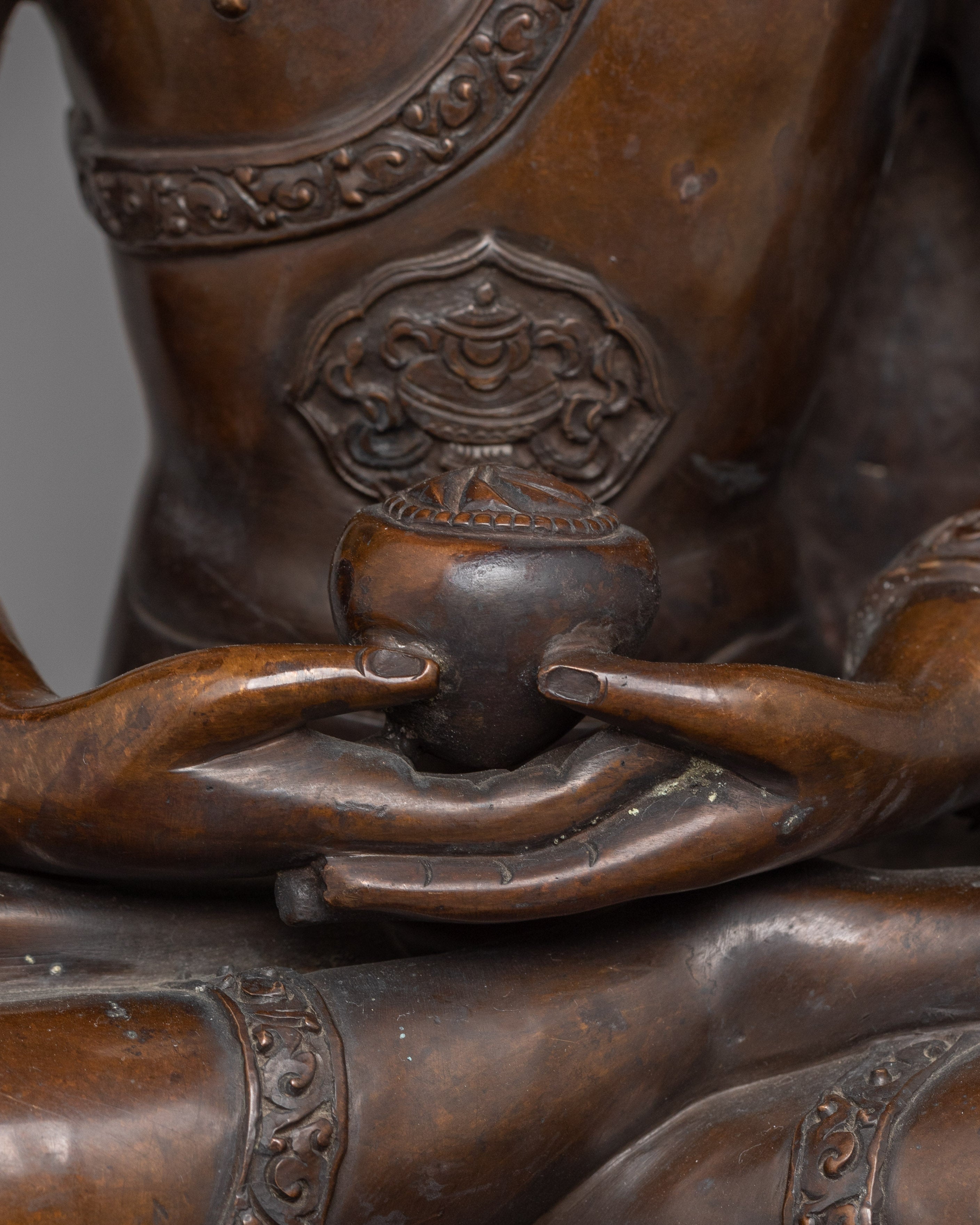 Sacred Amitabha Infinite Light Buddha Statue | Oxidized Copper Amida Buddha Figurine