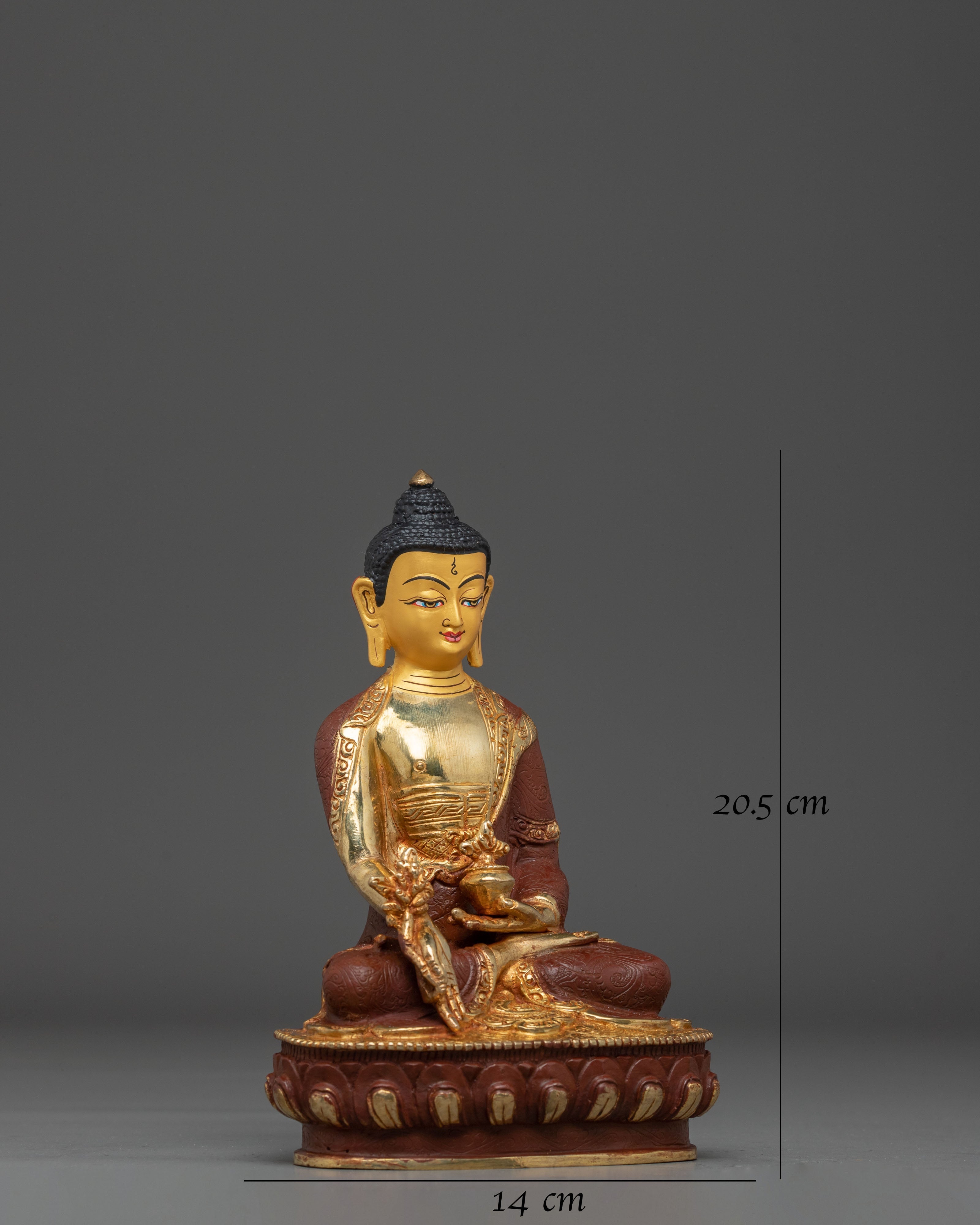 Golden Buddhist Healing Buddha Bhaisajyaguru Statue