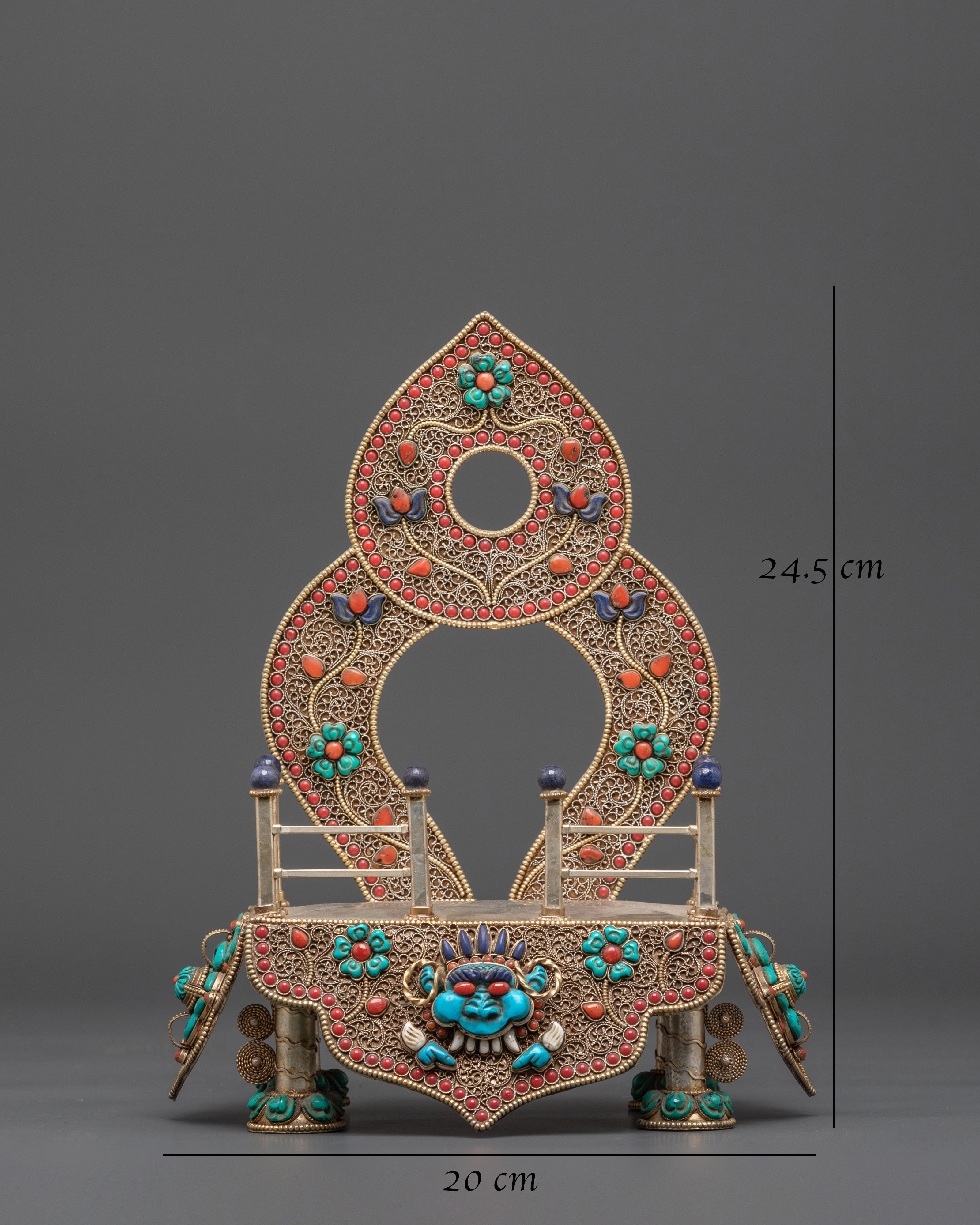 Traditional Buddhist Throne | Sacred Copper and Gold Plated Art Piece