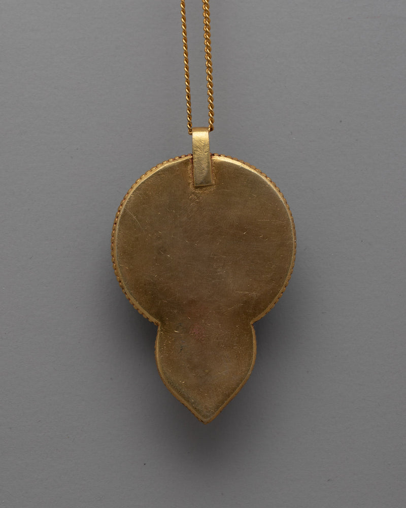 Gold Turquoise Locket | Handcrafted Pendant with Buddha