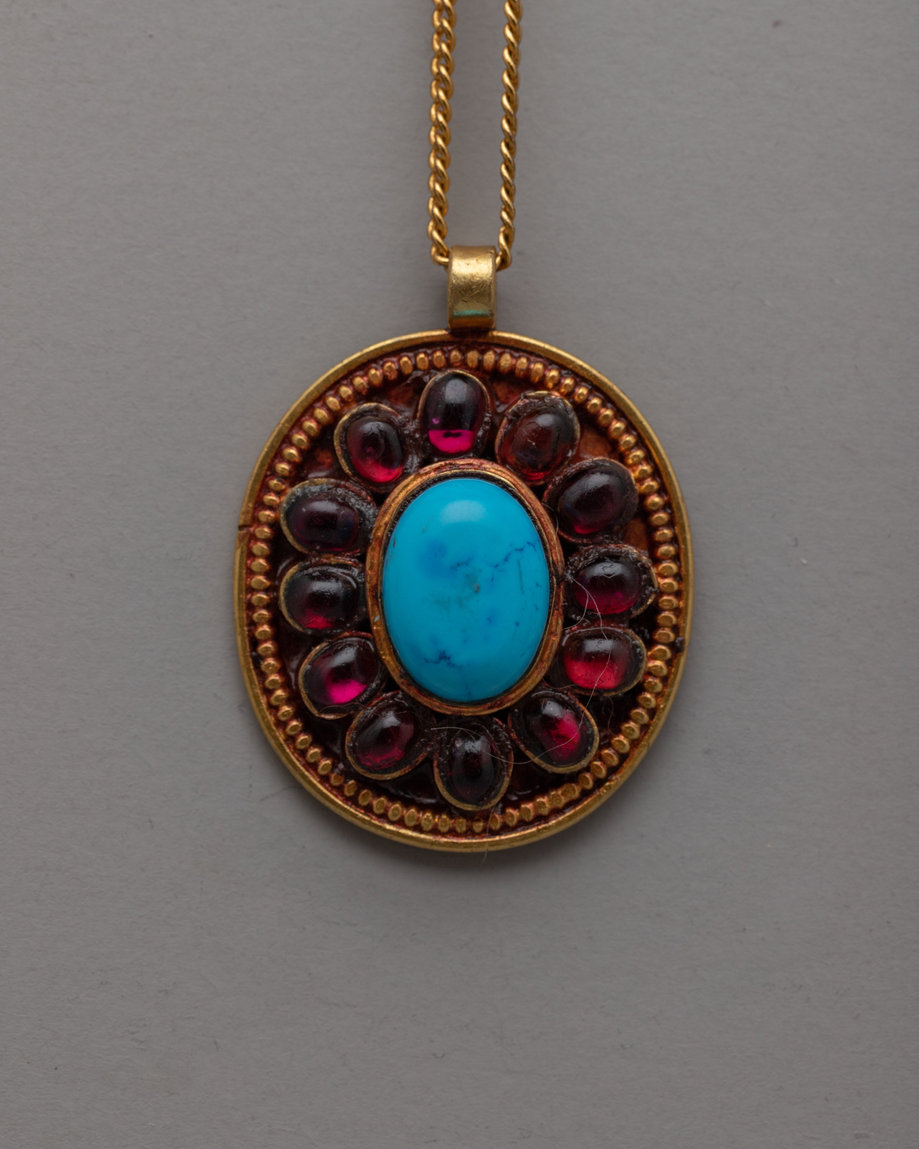 Turquoise and Garnet Locket | Perfect Gift for a Touch of Elegance