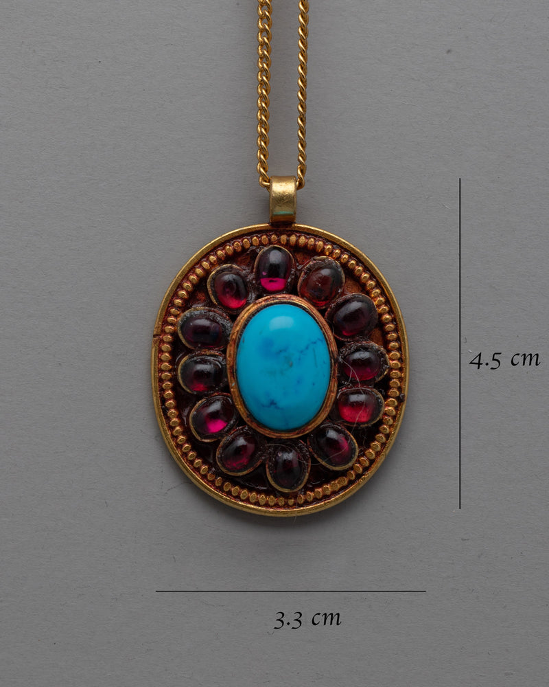 Turquoise and Garnet Locket | Perfect Gift for a Touch of Elegance