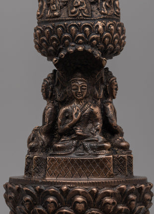 Traditional Handmade Tibetan Brass Stupa | Icon of Harmony, Protection, and Wisdom