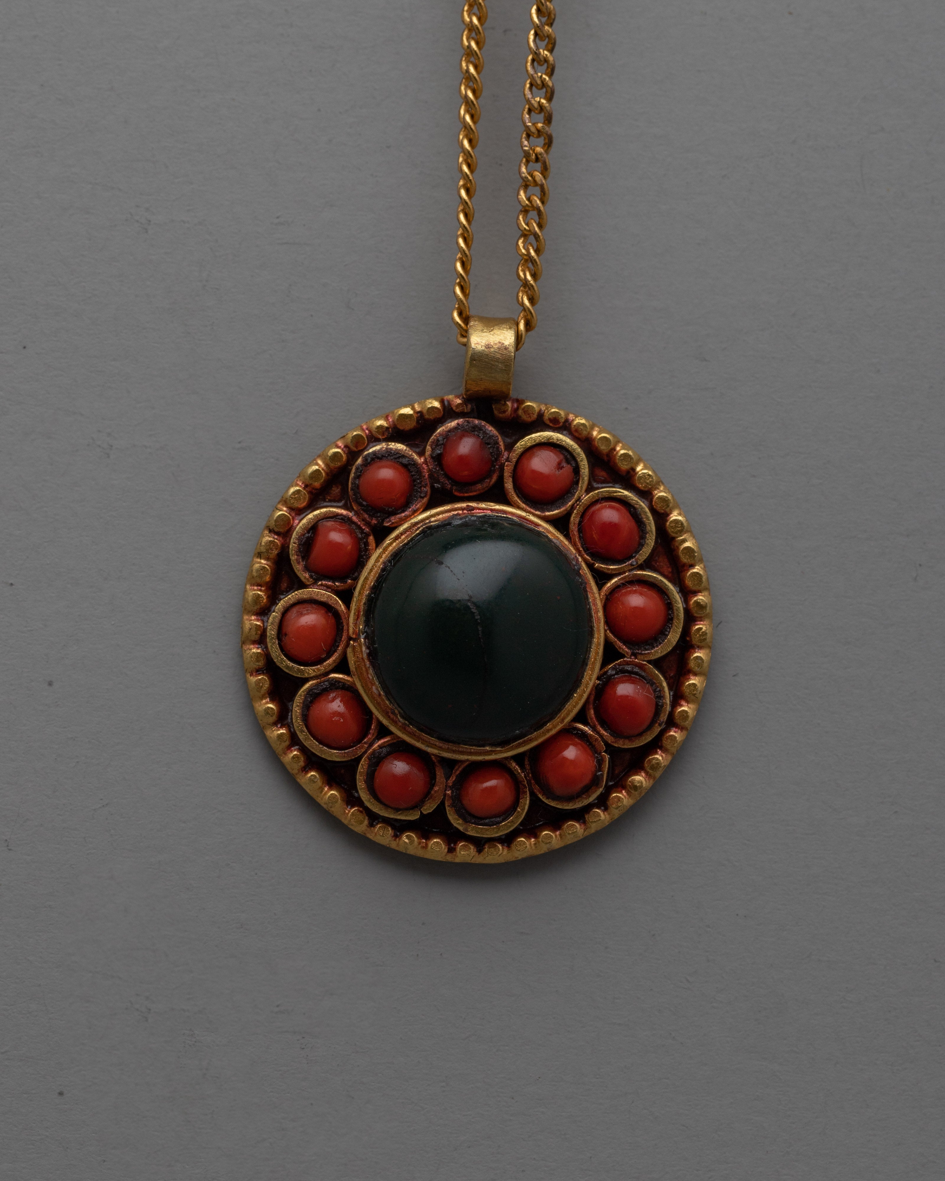Onyx and Gold Pendant | Handmade Copper with Electro Gold Plating