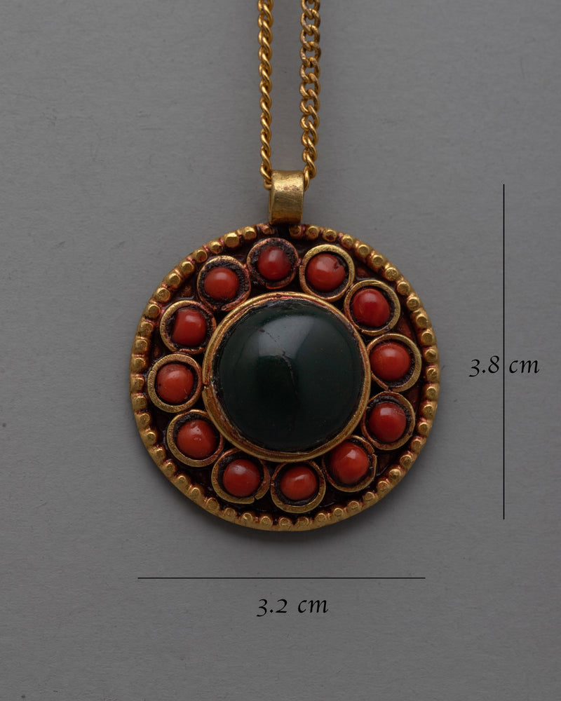 Onyx and Gold Pendant | Handmade Copper with Electro Gold Plating