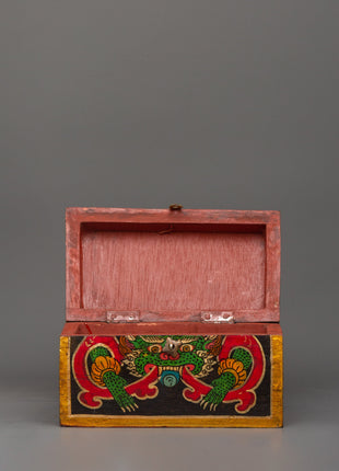 Hand-Painted Tibetan Wooden Box | Colorful Himalayan Home Decor