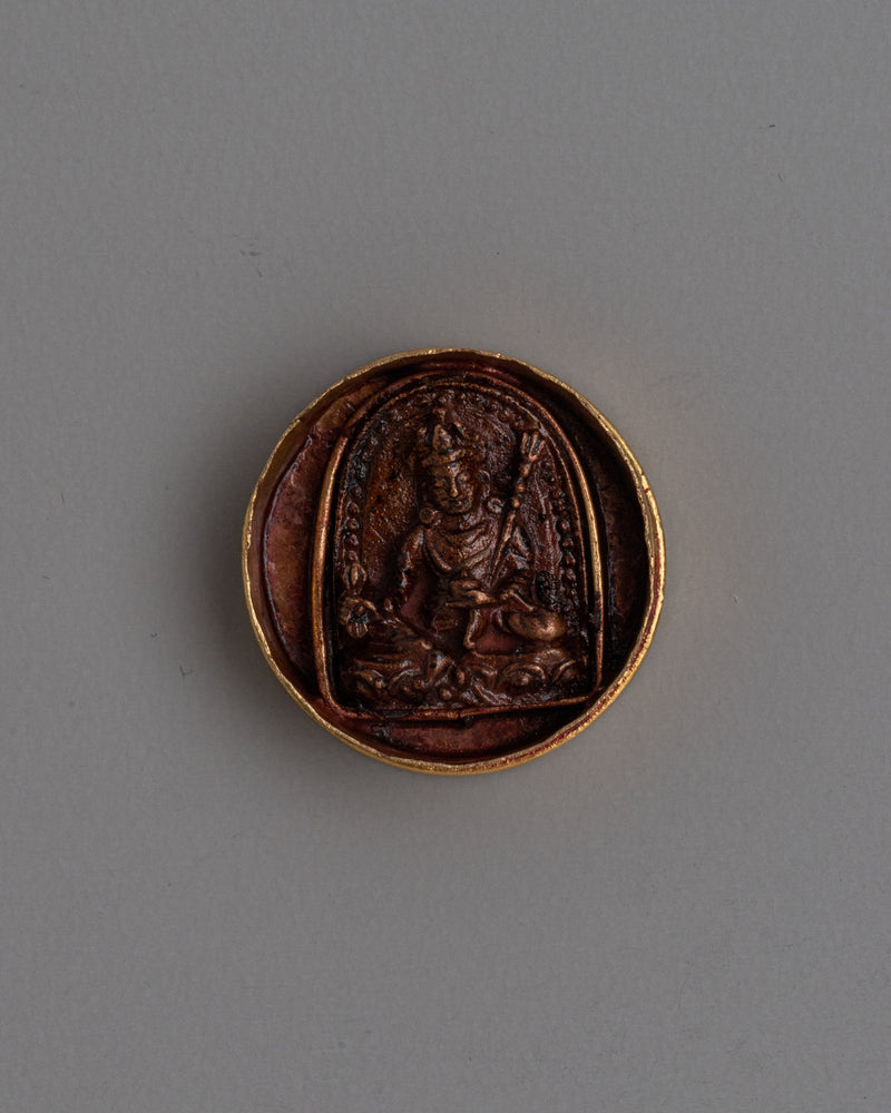 Buddhist Deity Ghau Locket Box | Gold Plating and Precious Stones