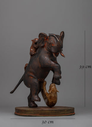 Lion Attack Elephant Statue | Handcrafted Brass Sculpture for Home or Office