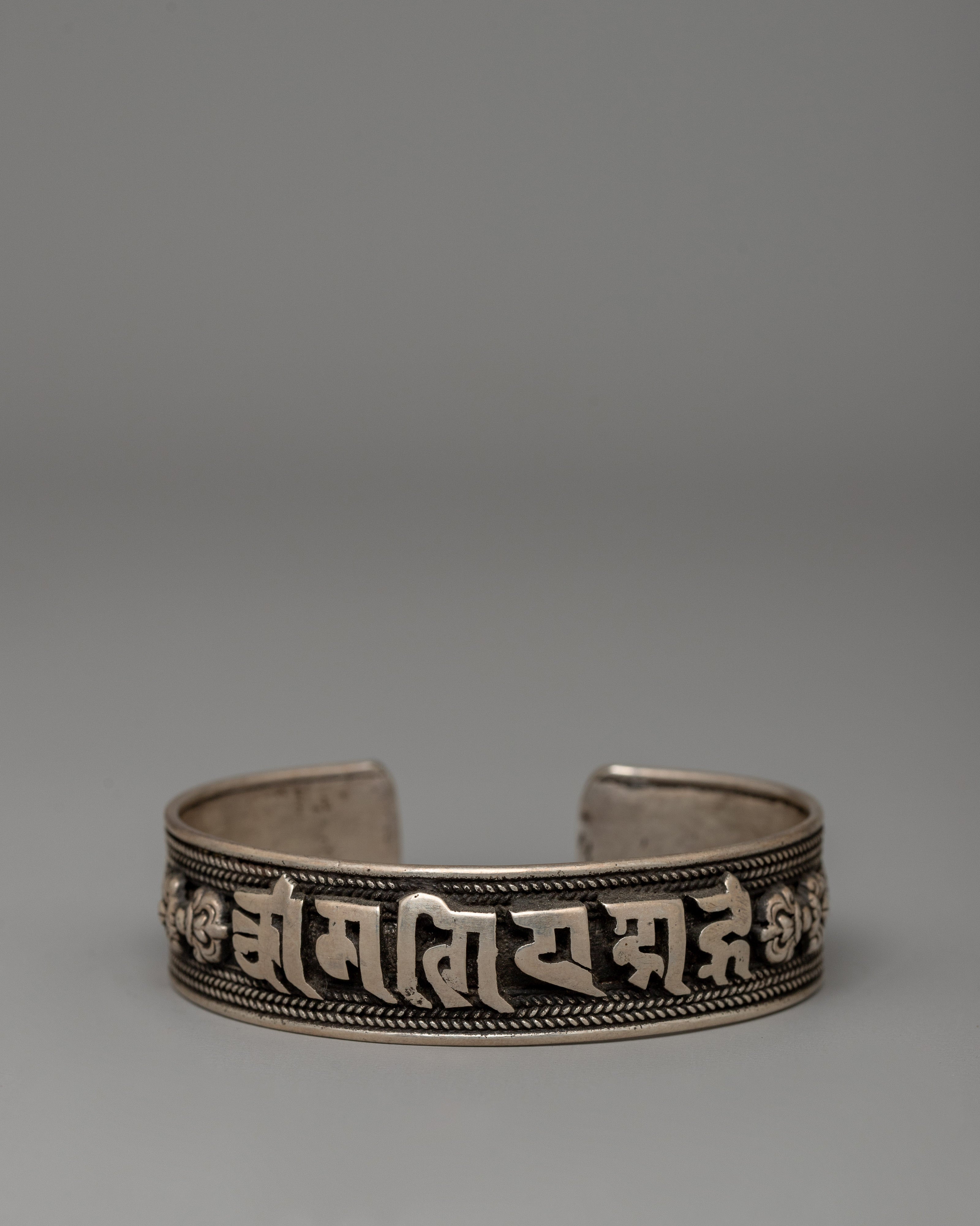 Sterling Silver Om Mani Padme Hum Bracelet |  Powerful Buddhist Jewelry for Protection & Peace