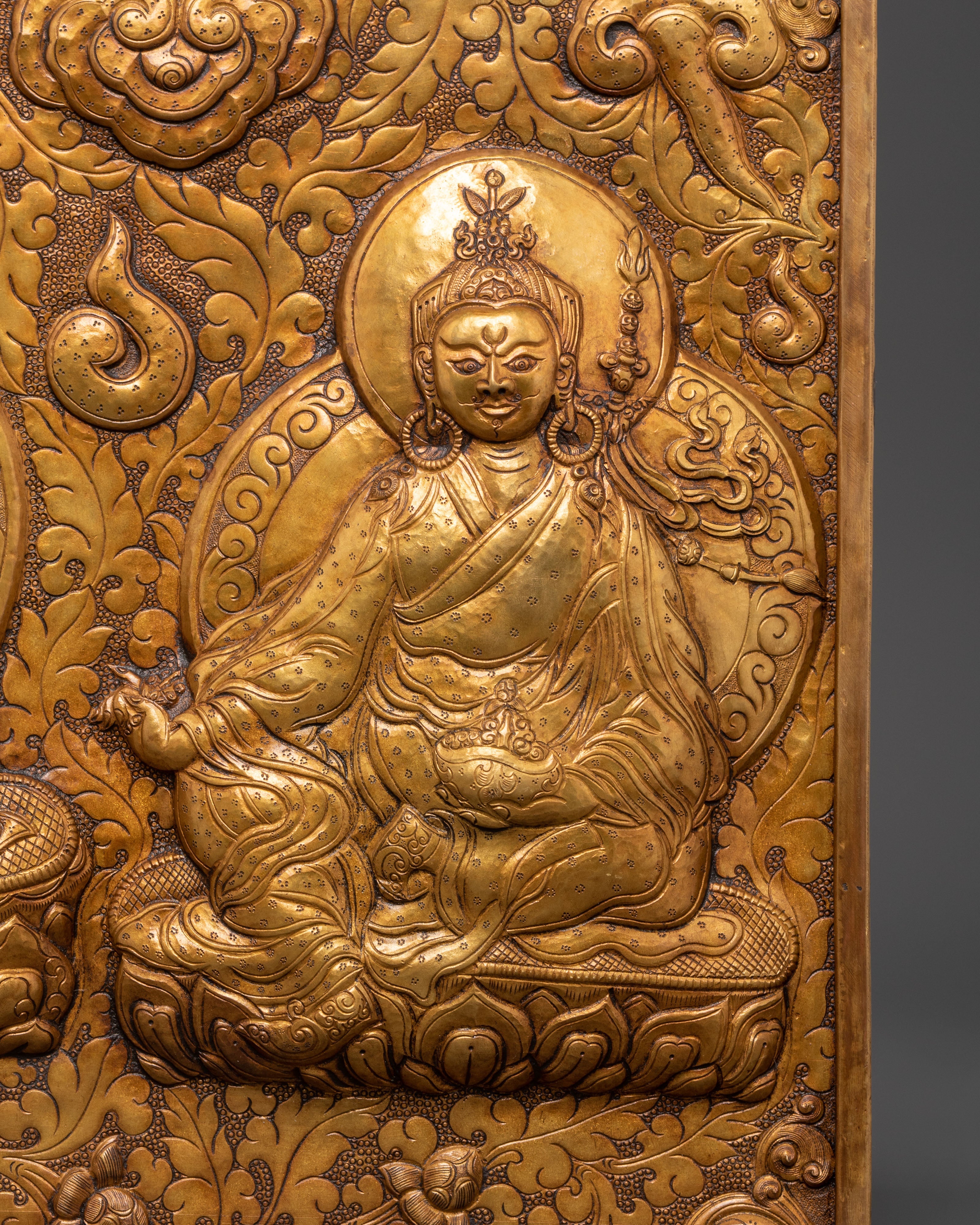 Handmade Buddhist Wall Hanging Brass | Three Buddha Trinity Sacred Art