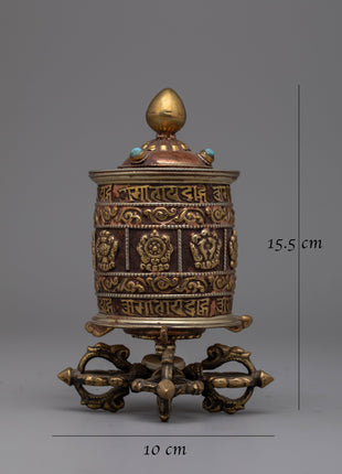 Tibetan Buddhist Prayer Spinning Wheel | Sacred Tool for Spiritual Devotion and Meditation