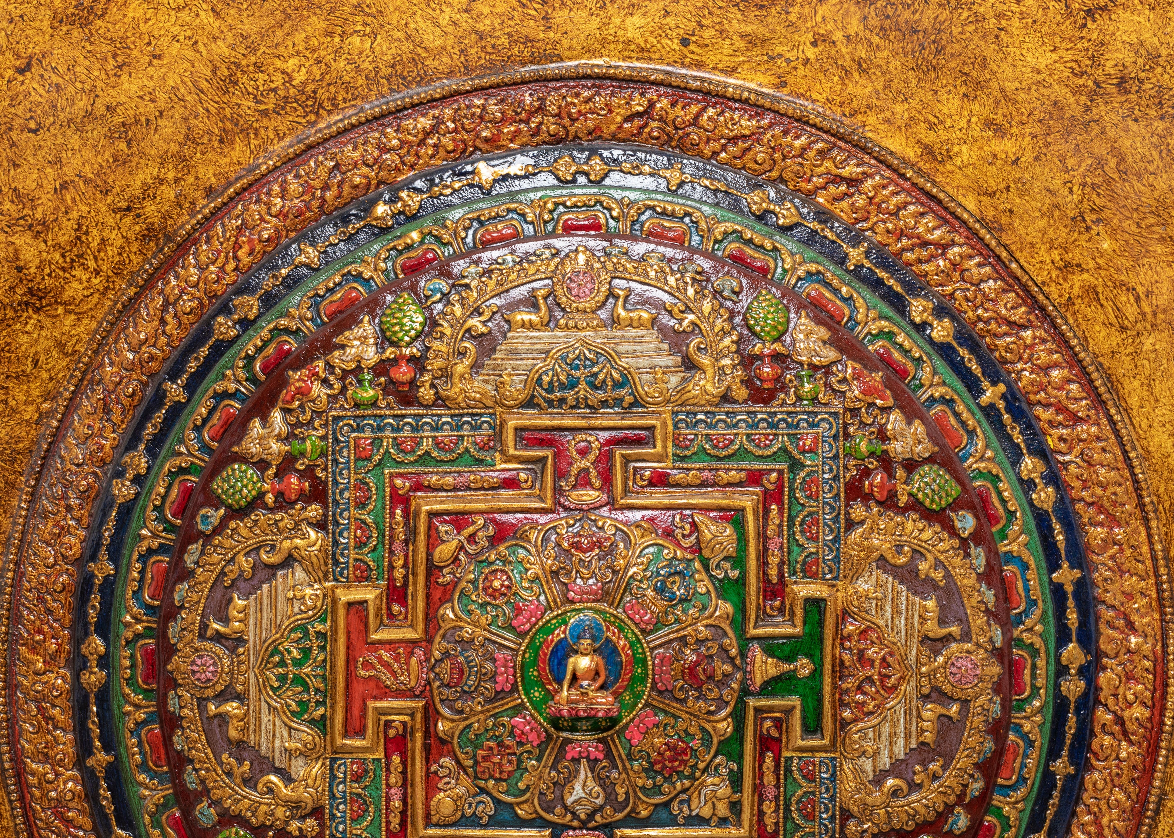 Sacred Shakyamuni Buddha Mandala Wall Hanging | Tibetan Buddha Mandala Art