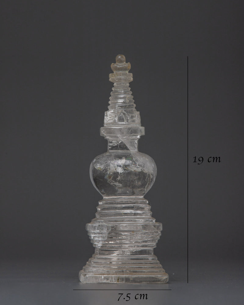 Handcrafted Crystal Buddhist Stupa | Sacred Monument for Meditation and Peace